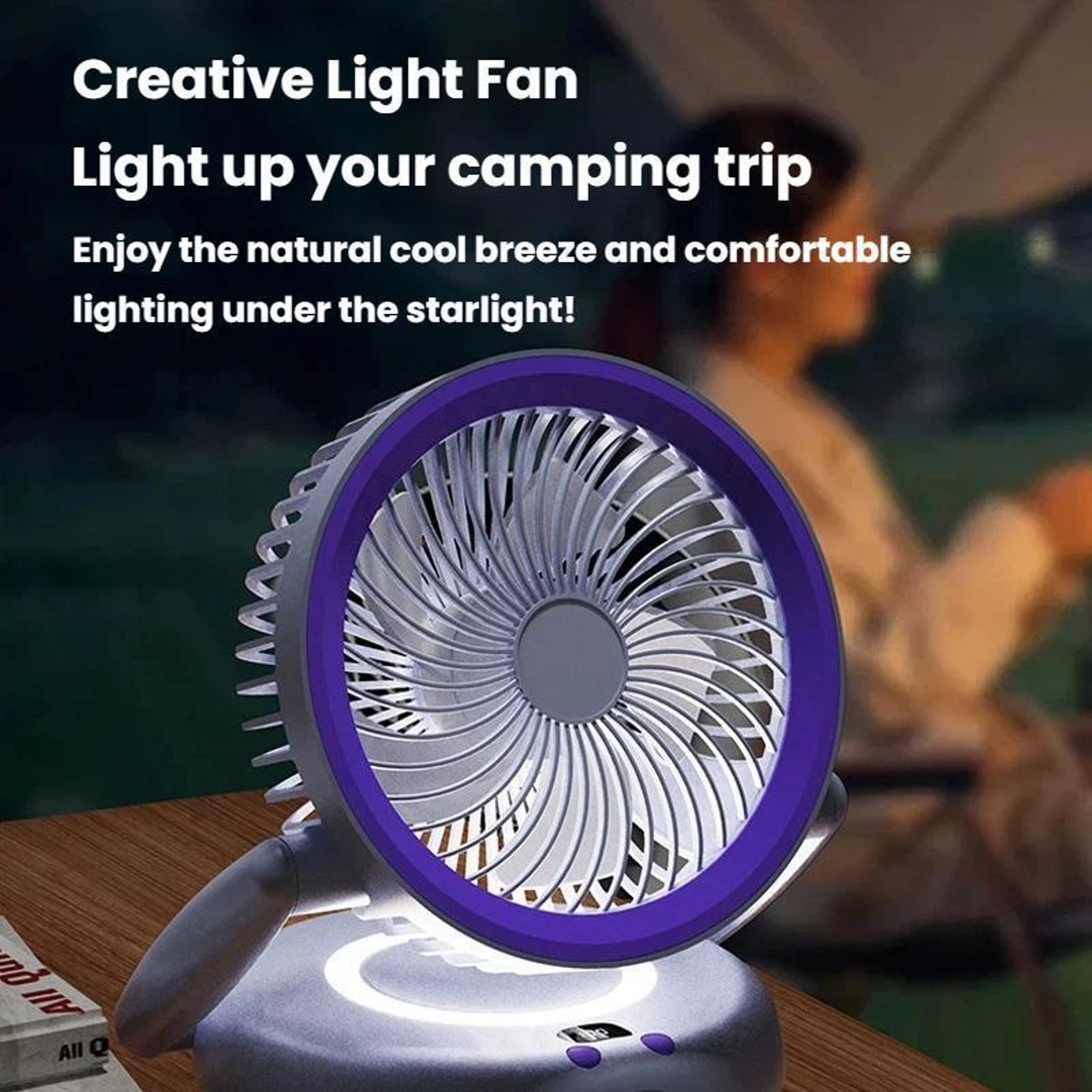 Foldable Portable Air Circulator Fan With LED Light  Battery Indicator For Desk Or Wall Use 9