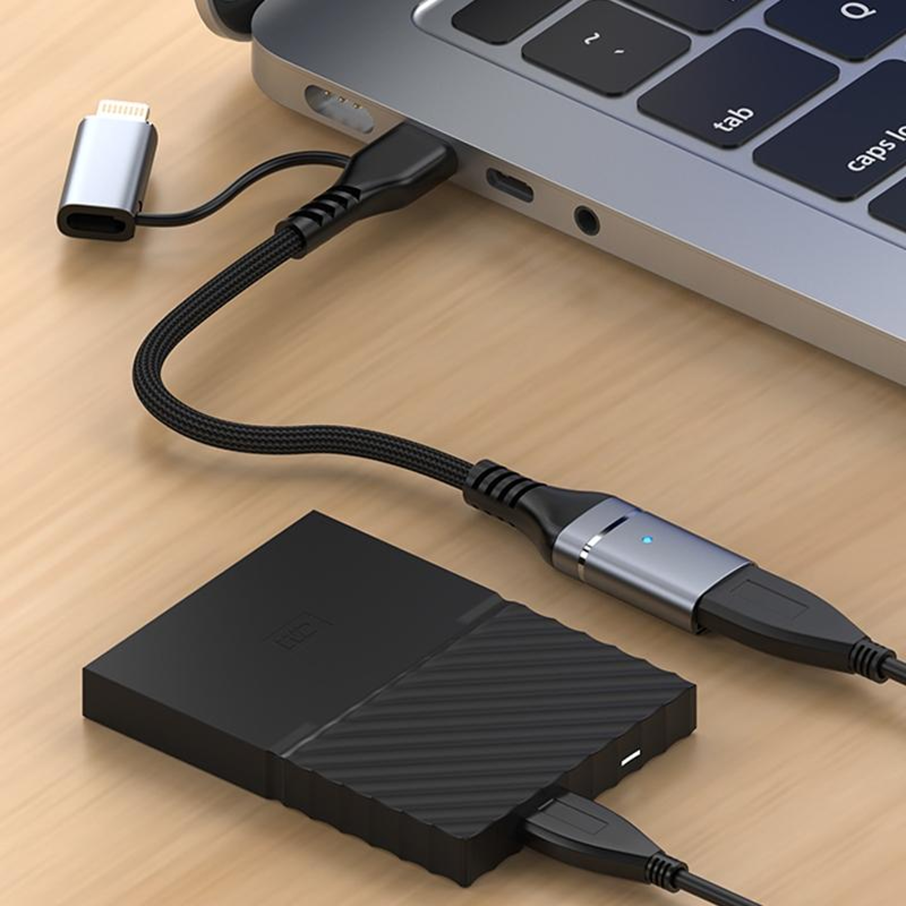 2 In 1 USB C OTG Adapter  Lightning OTG Adapter USB Fast Data Sync Converter 0