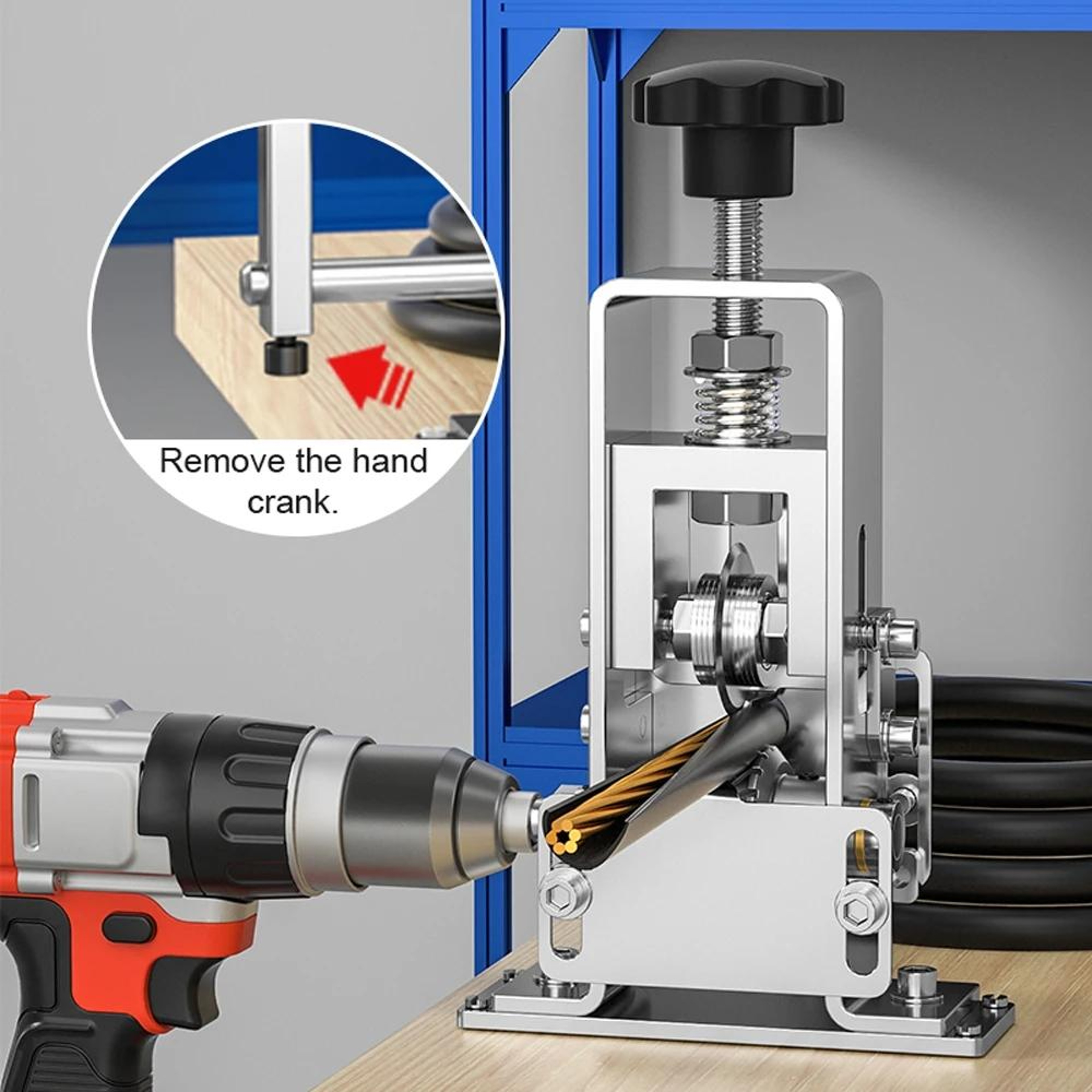 Hand Crank Wire Stripping Machine Cable Stripping Tool for Copper Wire Recycling – view 4