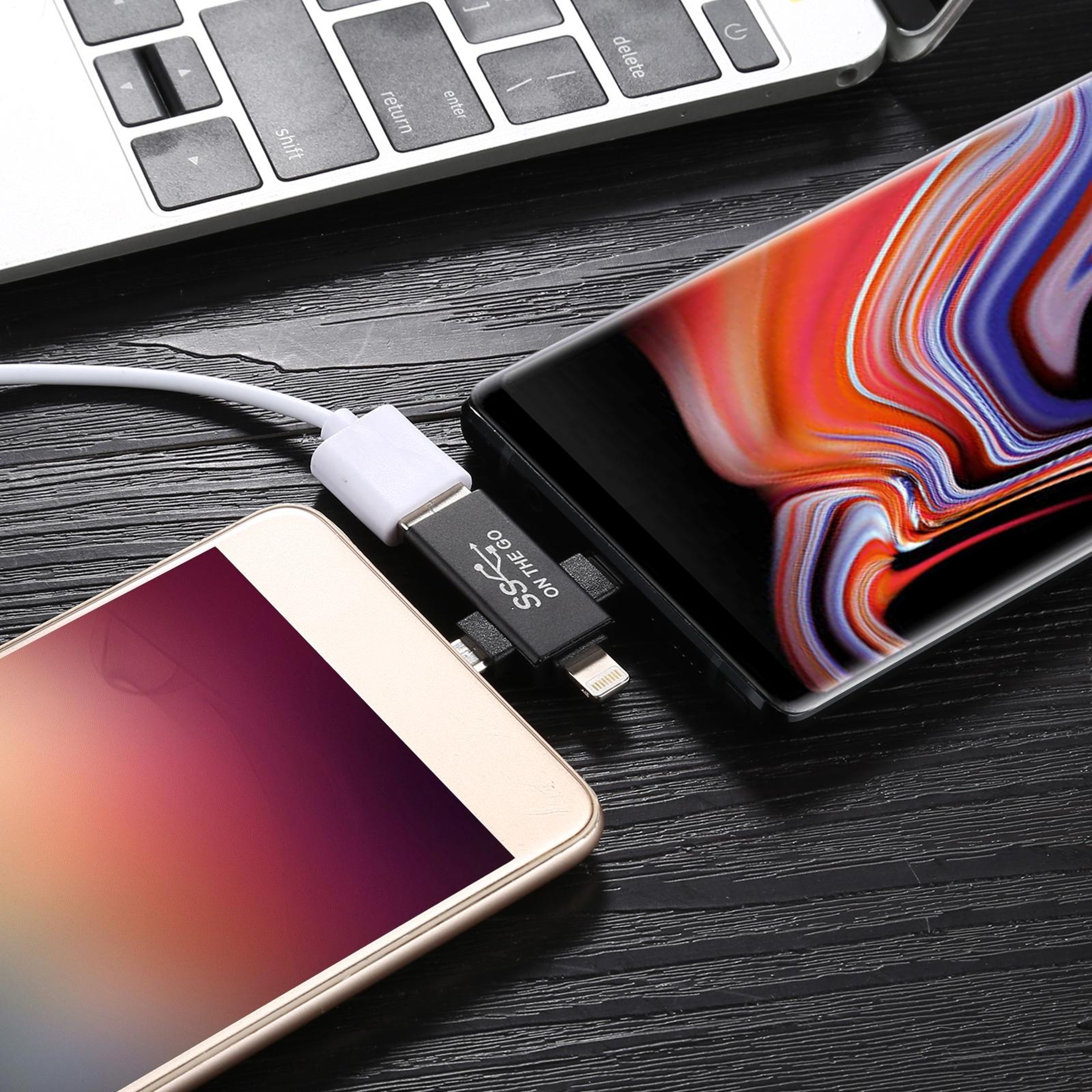 3 In 1 USB OTG Adapter Cable For Lightning Micro USB And USB C Devices 0