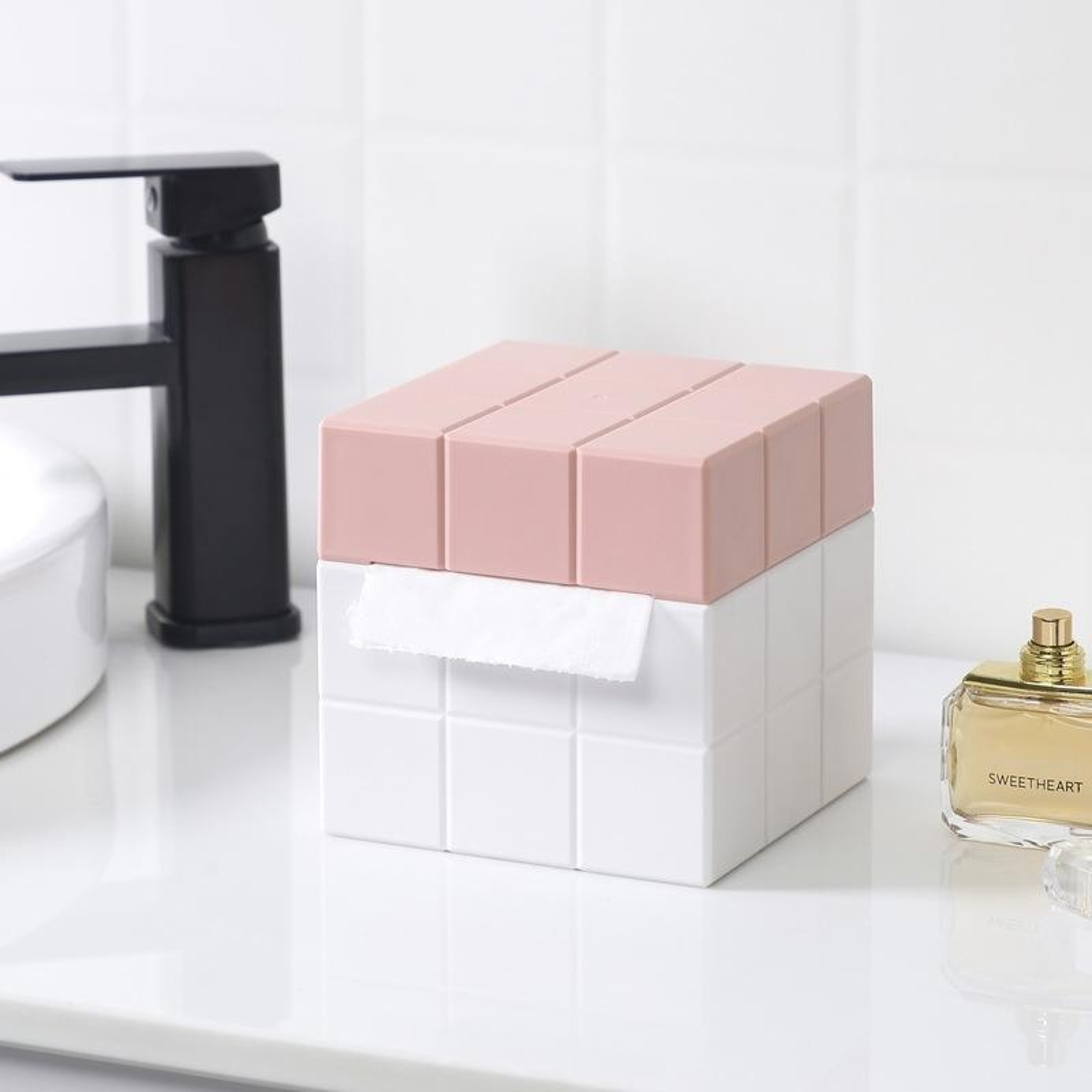 Modern Cube Tissue Box Holder With Desktop Organizer Storage For Home  Office 5