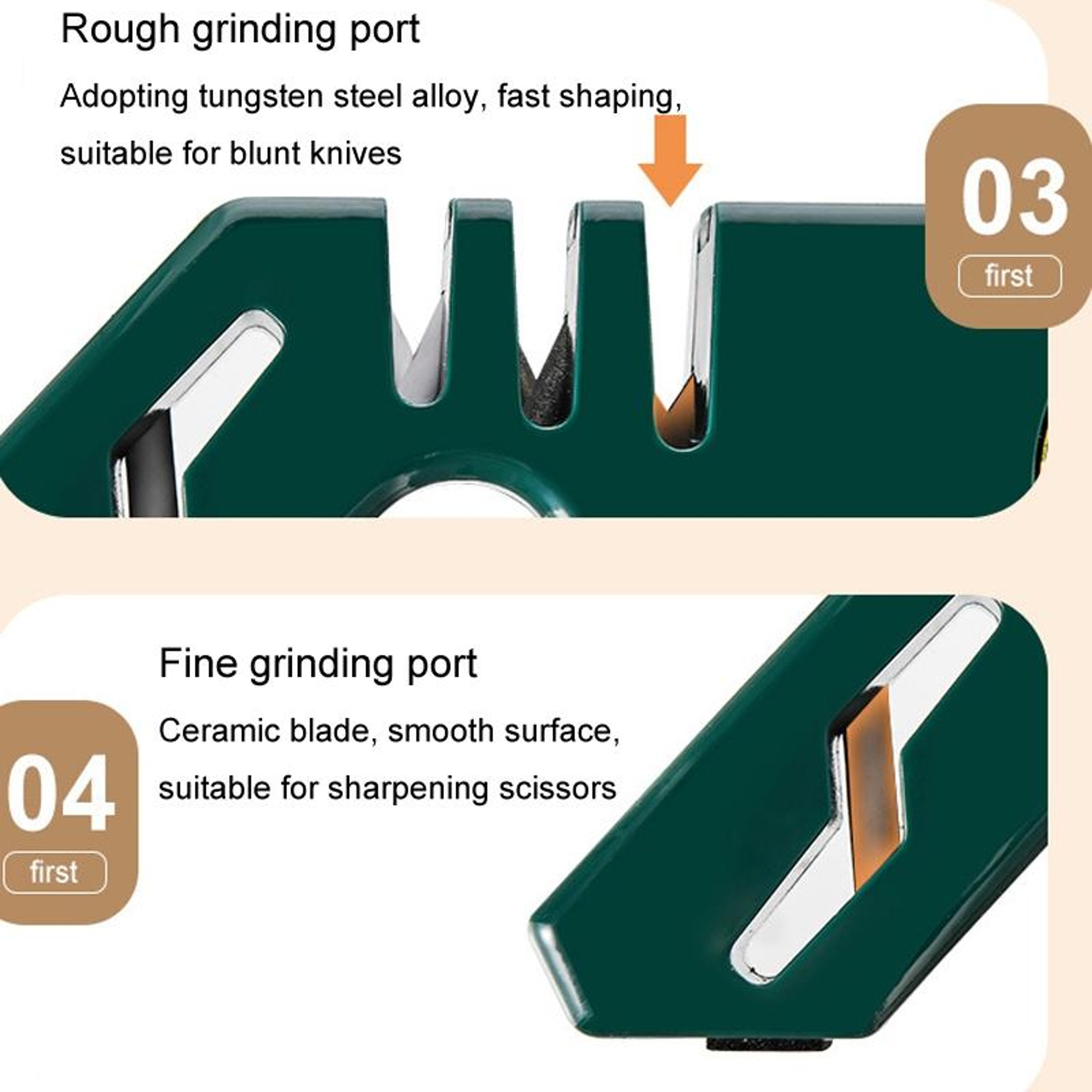 Manual Knife Sharpener For Kitchen Knives With Diamond Ceramic Tungsten Slots 4