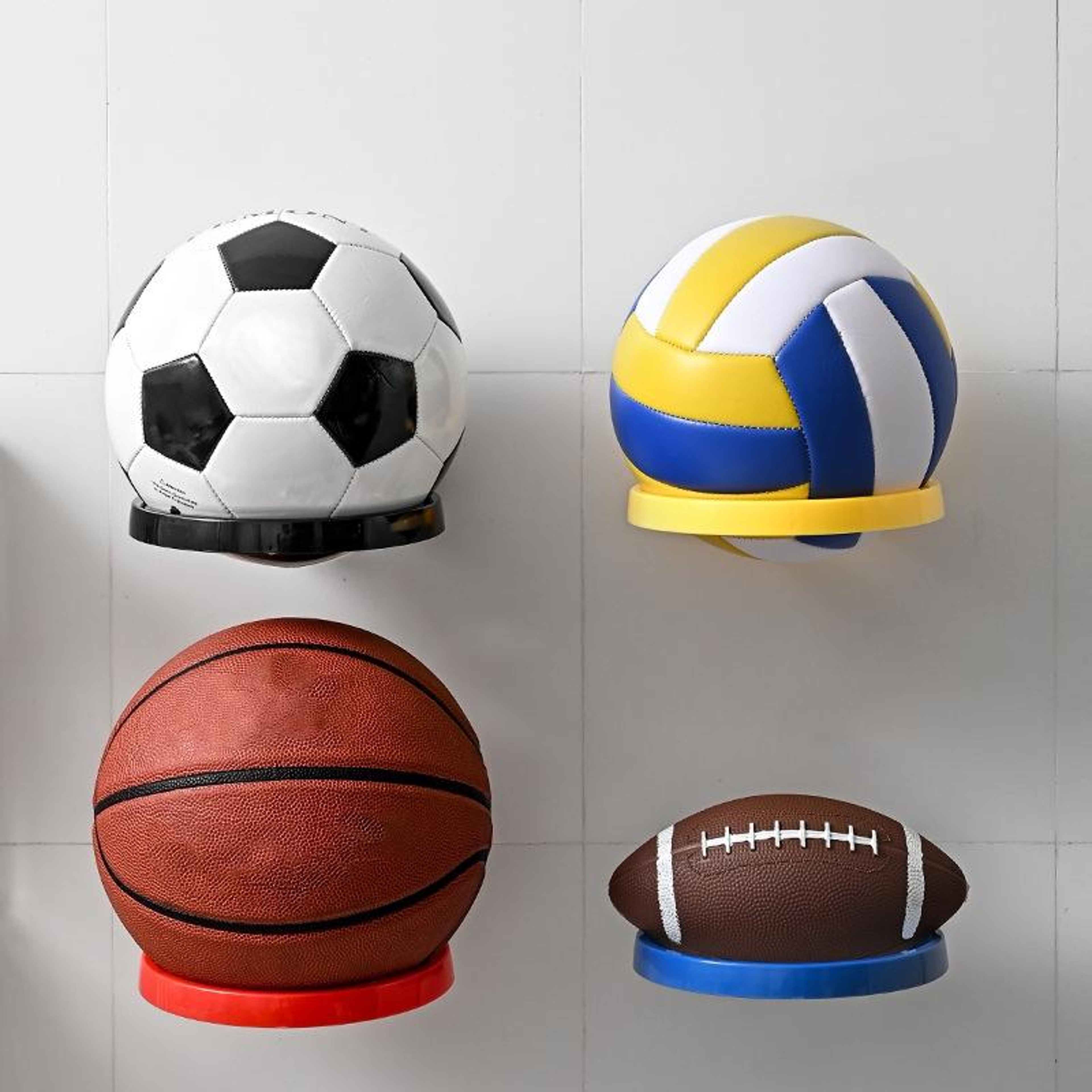 WallMounted Basketball Storage Rack  Display Holder  NoDrill SpaceSaving Ball Organizer 8
