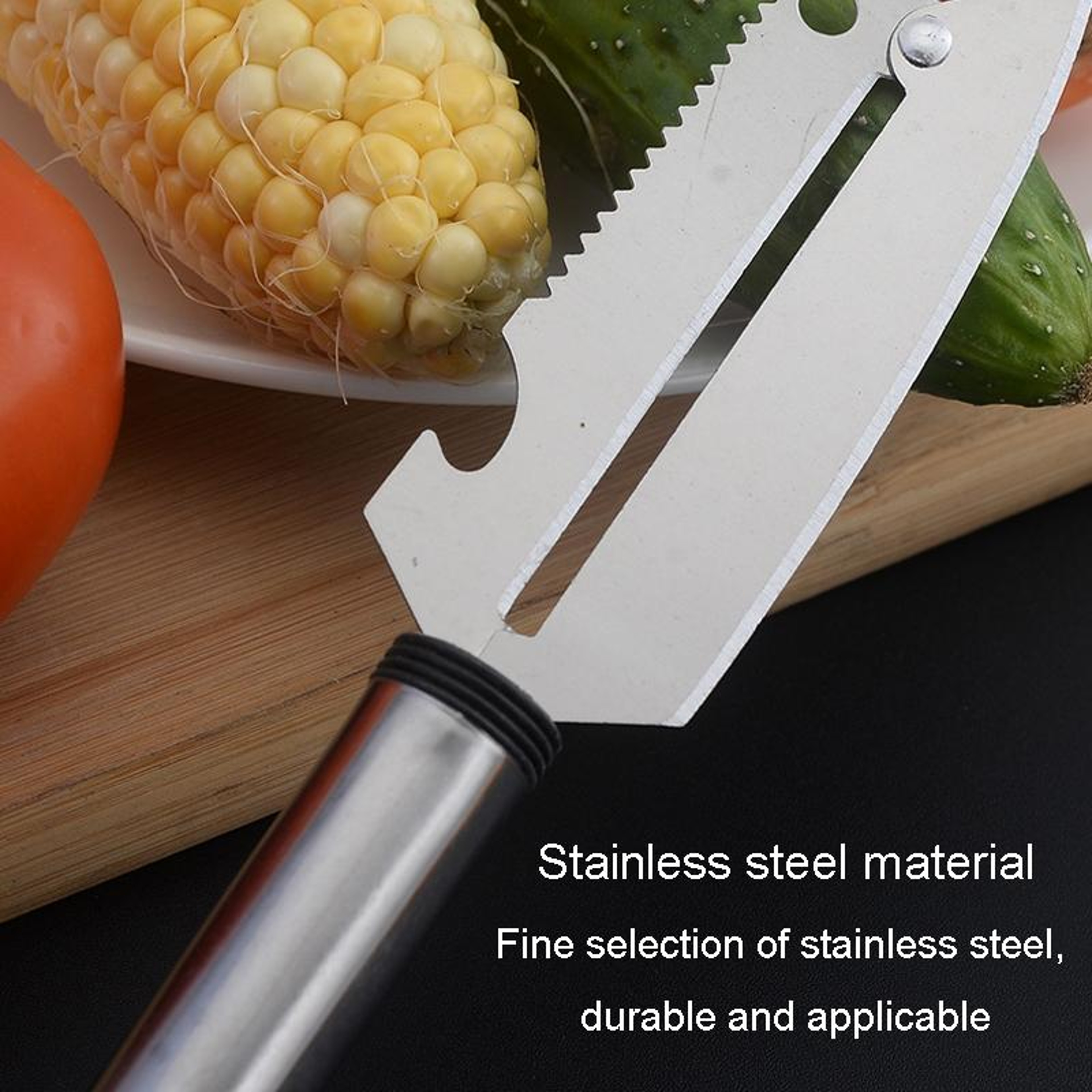 Multifunctional Stainless Steel Paring Knife with Fruit & Vegetable Scraper Bottle Opener Tool – view 4