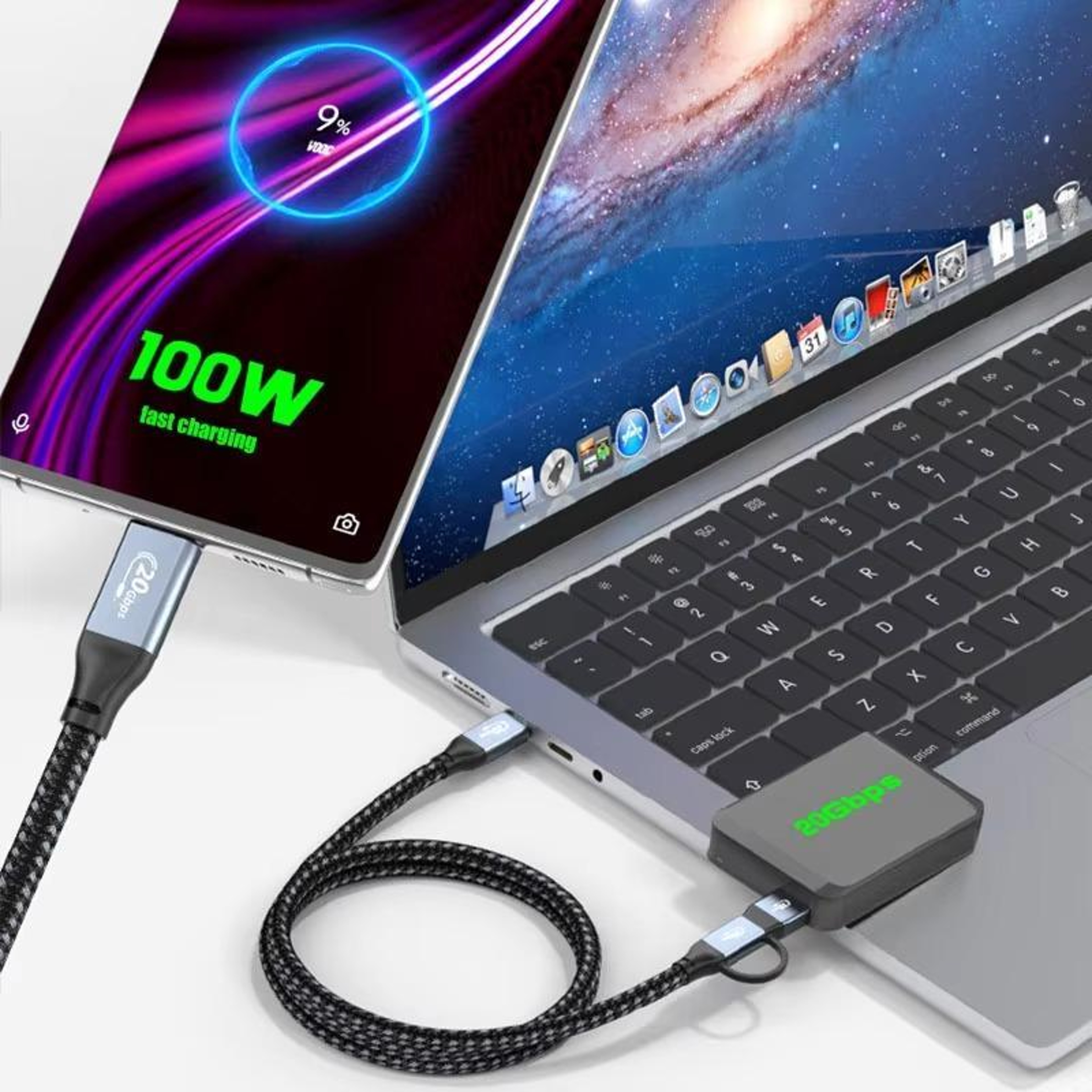 USB C Fast Charging Cable 2 in 1 Data Video Transfer Cord – view 7