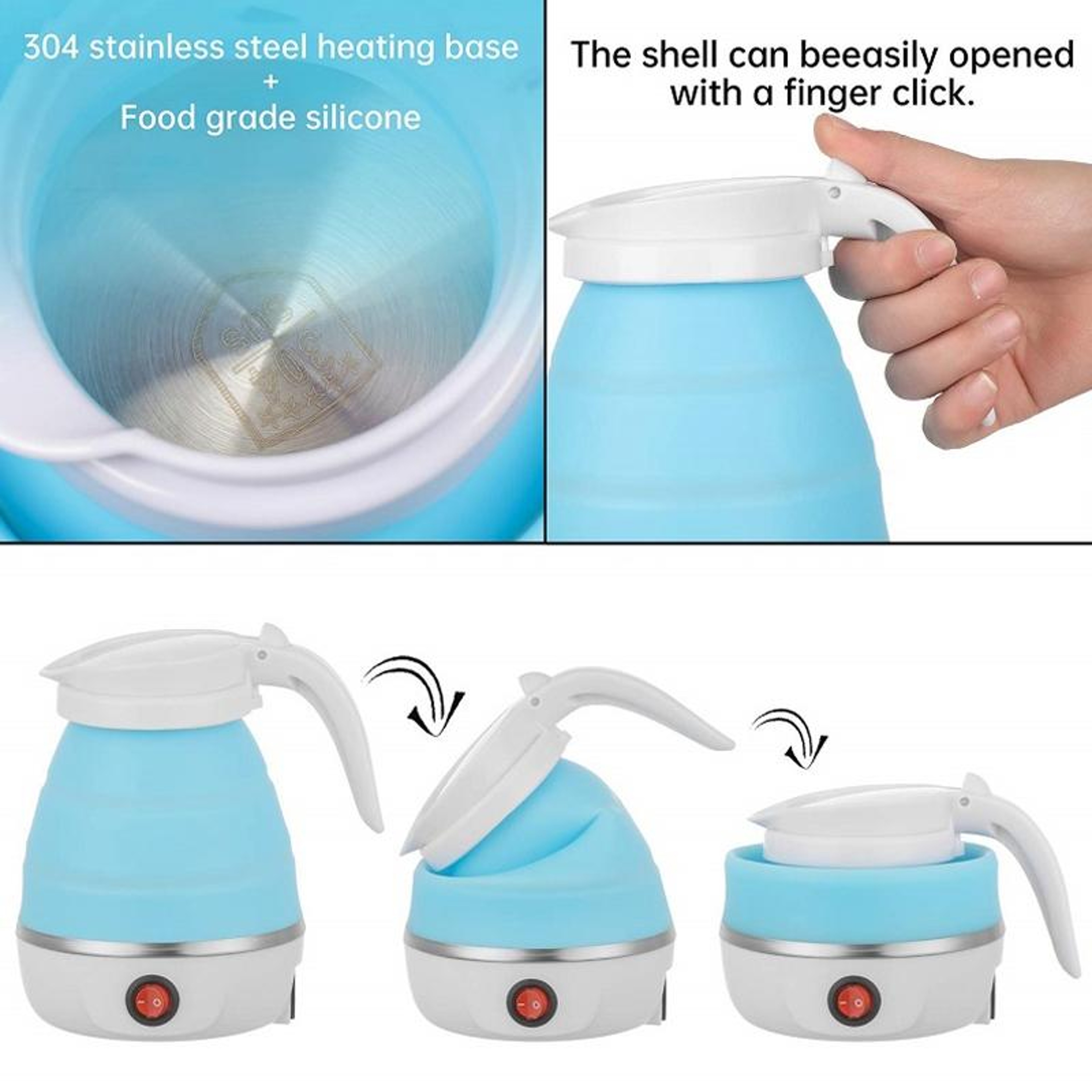 Collapsible Travel Electric Kettle Portable Silicone Folding Tea  Coffee Boiler 3