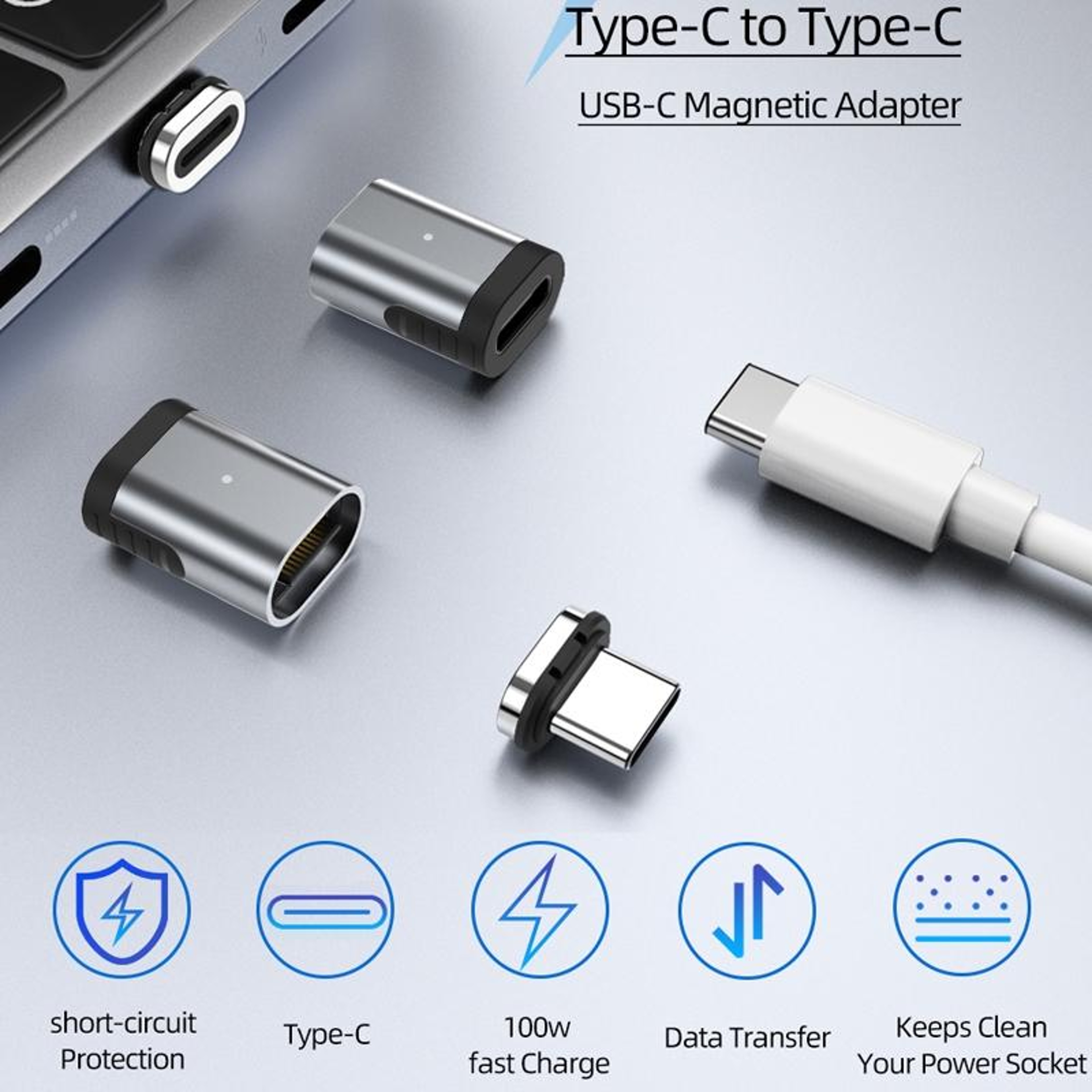 100W Magnetic USB C Adapter Fast Charge Data Video Converter 3