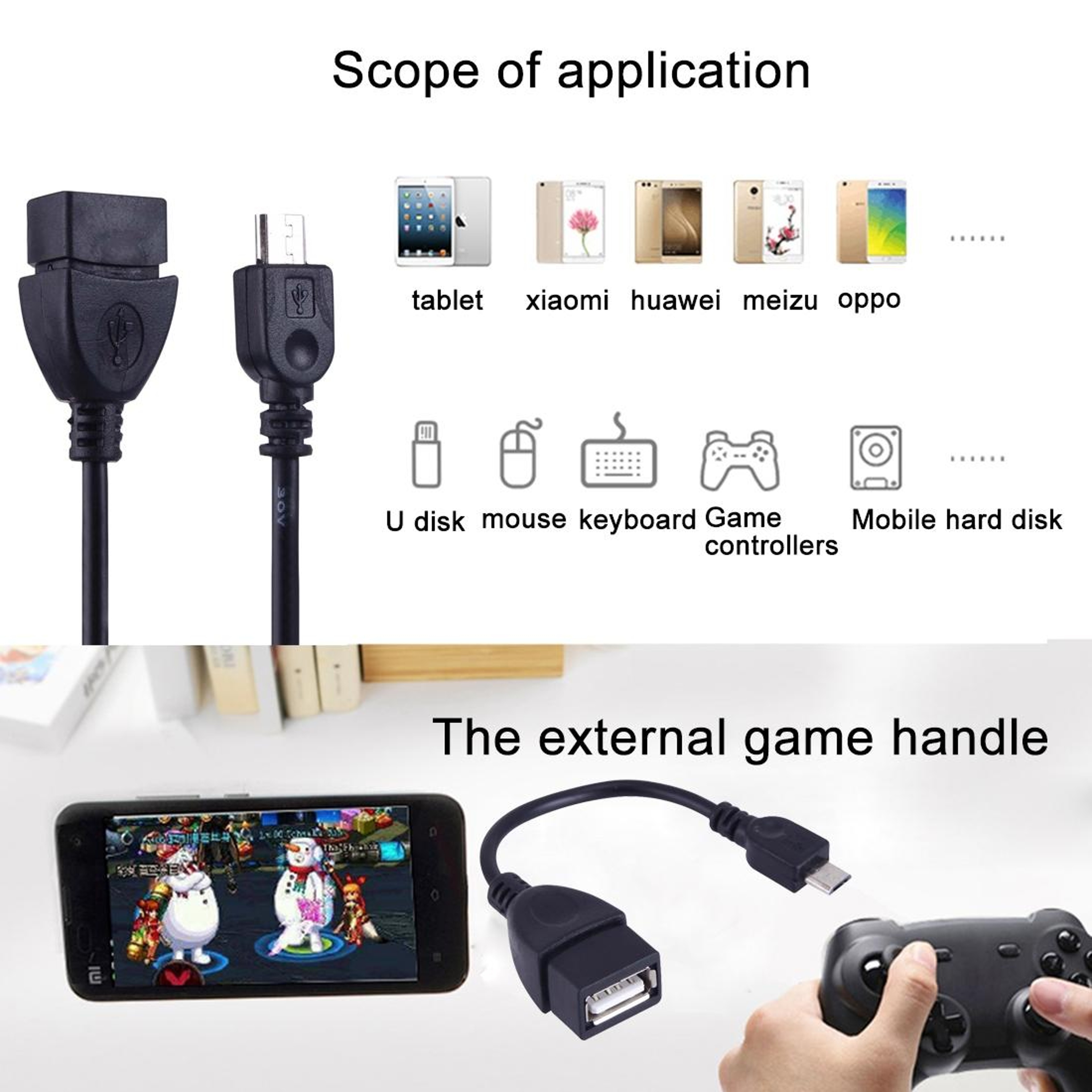 Micro USB OTG Adapter Cable USB 20 Female Converter For Android Devices 2