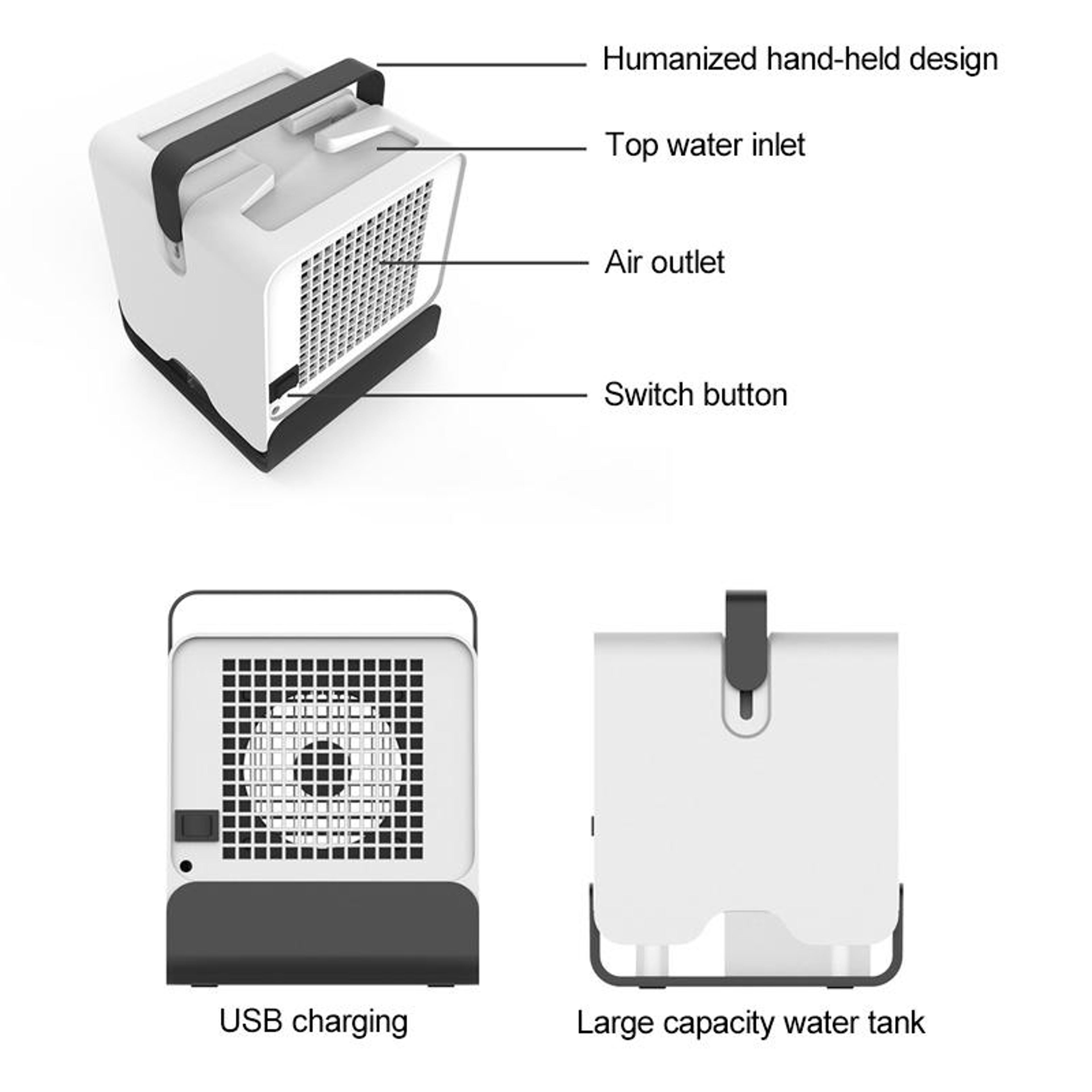Spades Negative Ion Portable Air Cooler Fan with Humidification – Personal Air Conditioner for Home & Office – view 4
