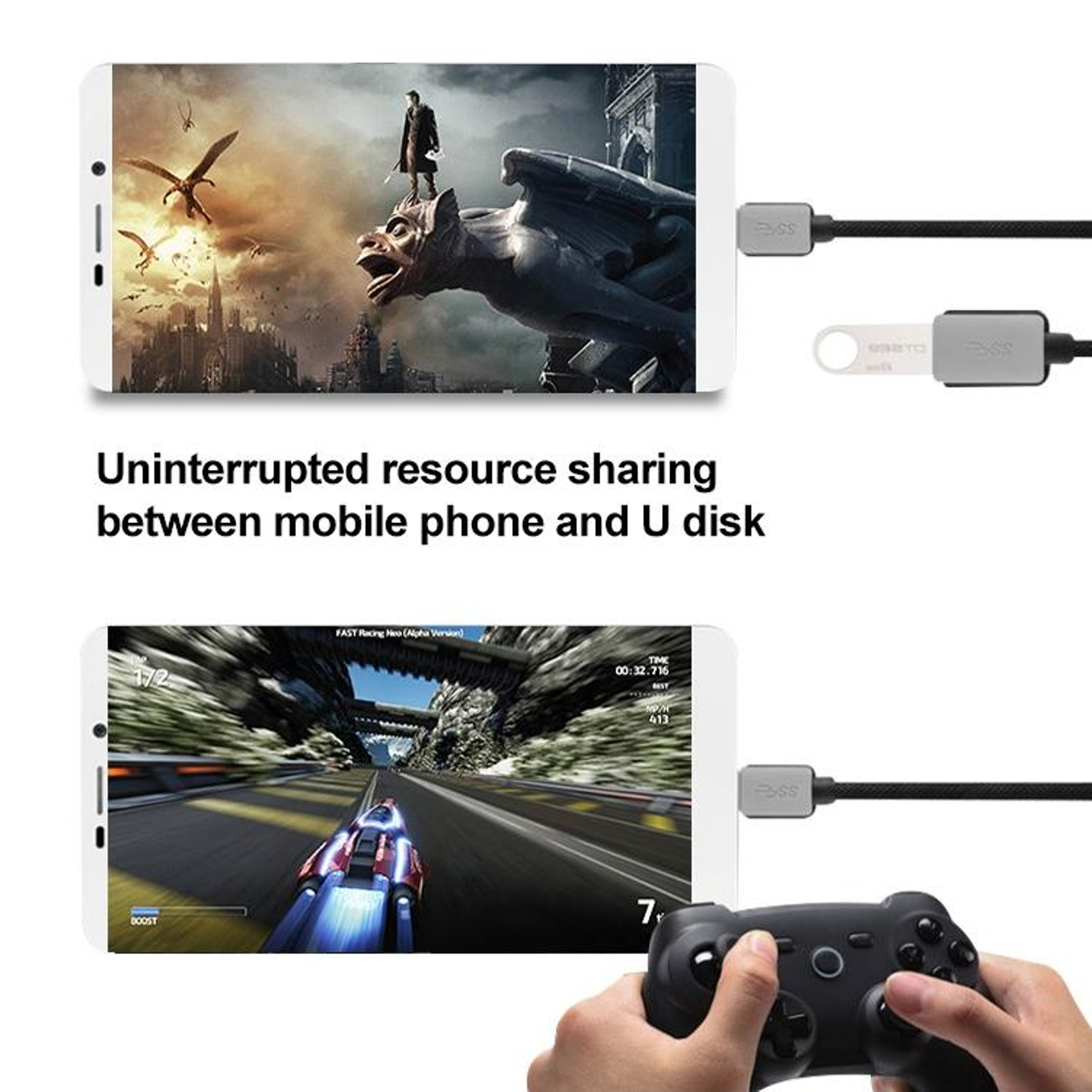 3m Braided USB C Charging Cable Fast Data Sync Type C To USB A Durable Cord 2