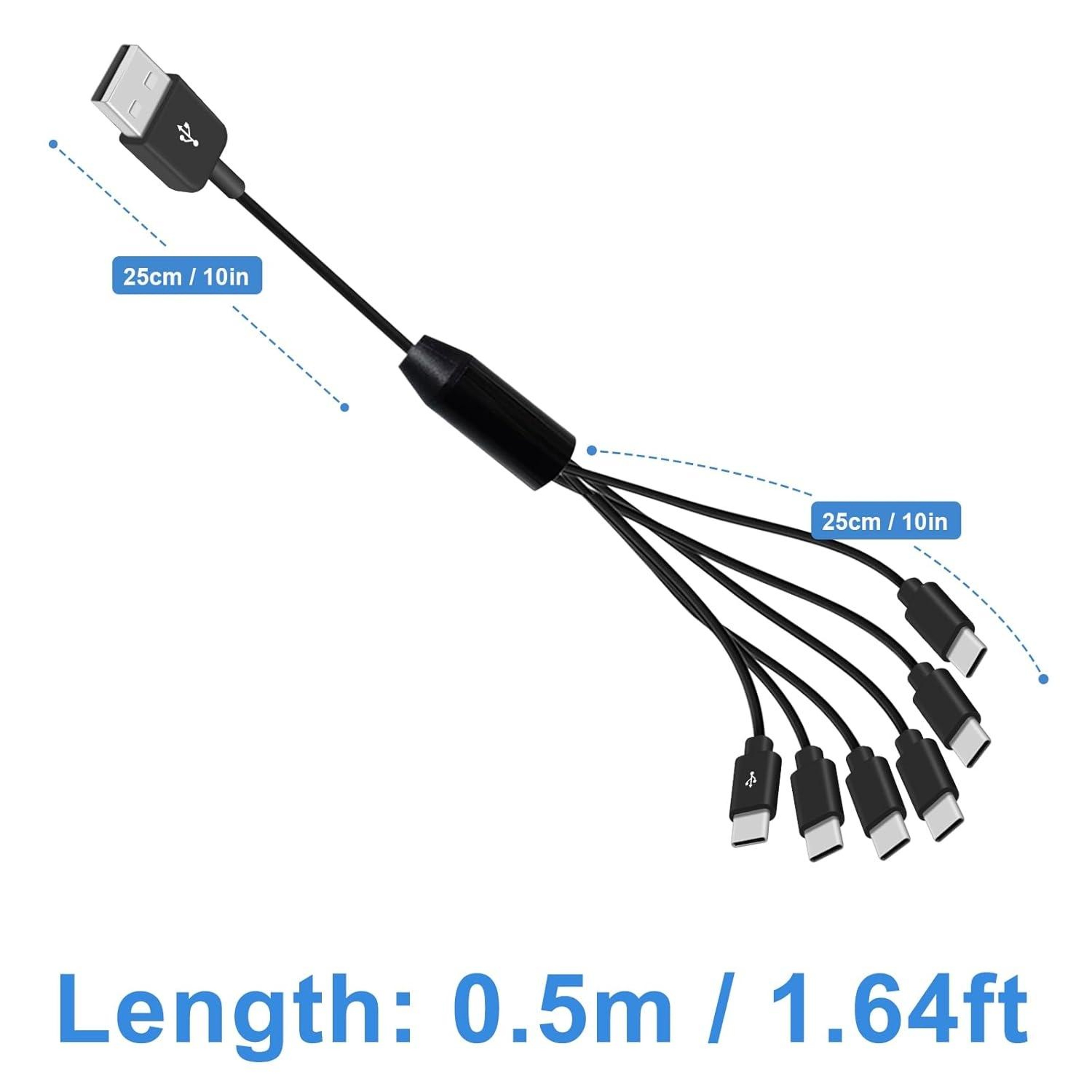 6 In 1 USB C Splitter Cable Fast Charging Hub With Data Sync 4