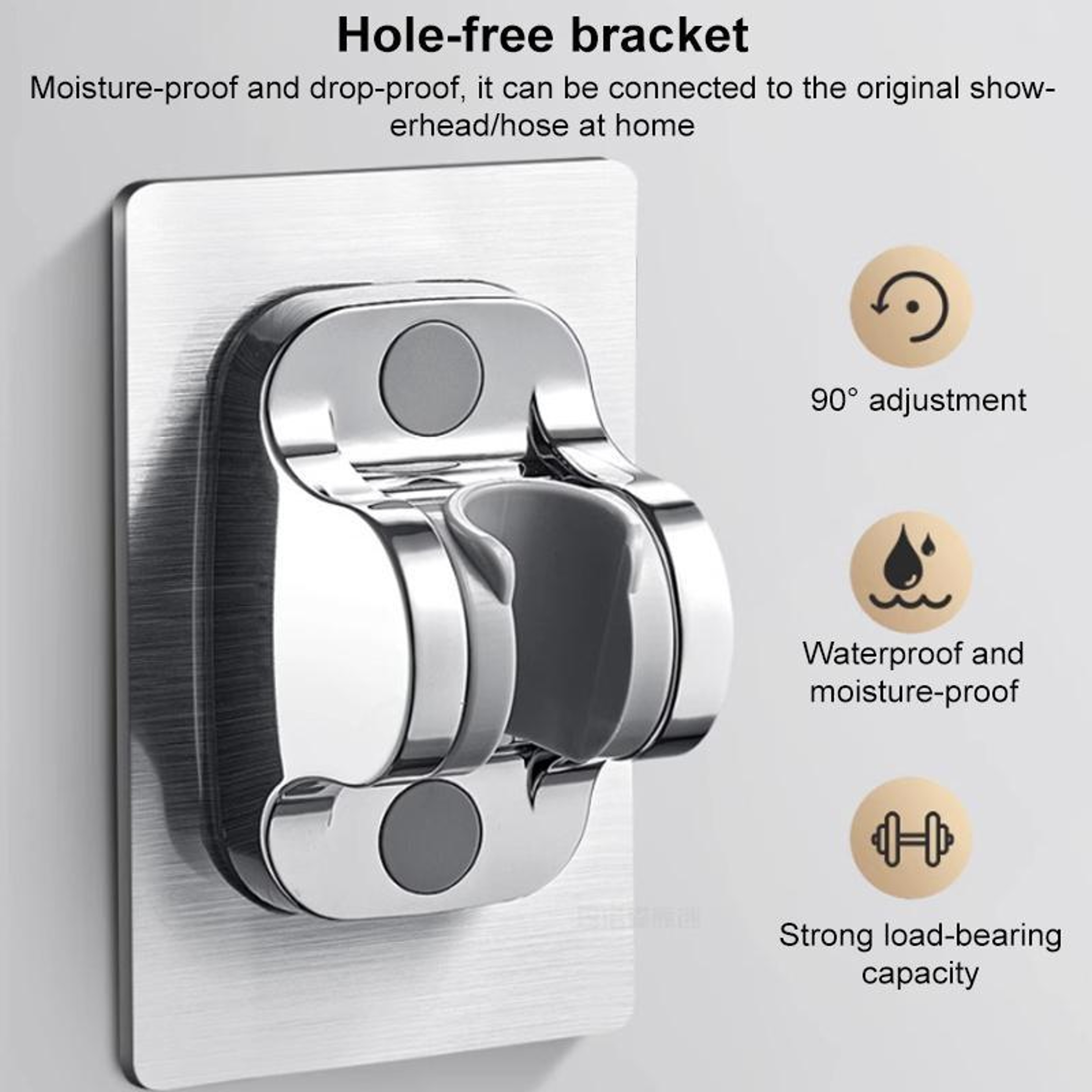 Silver High Pressure Shower Head with Large Panel Handheld Design – view 7