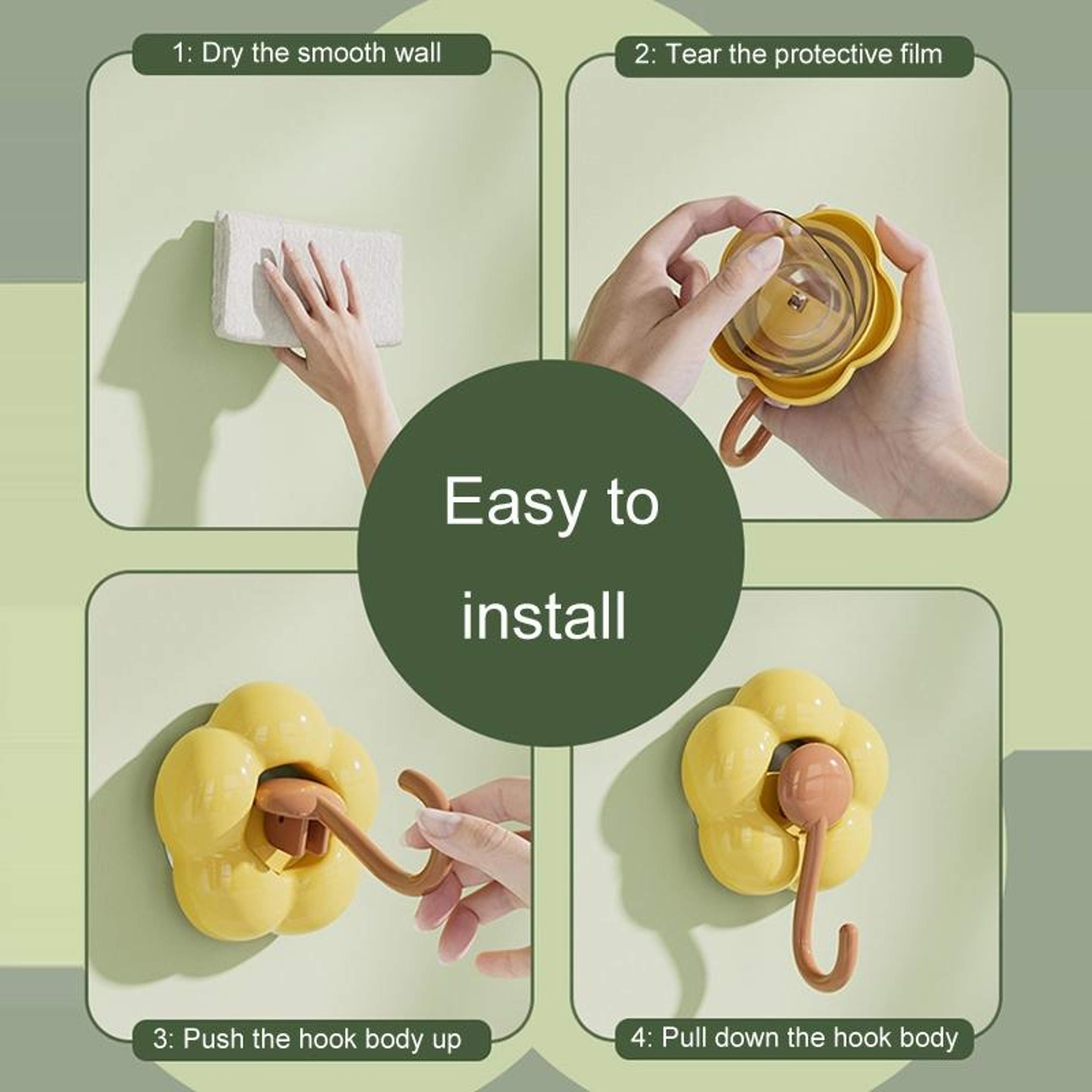 No Drill Suction Cup Flower Hook  Vacuum Bathroom Wall Hooks Reusable Adhesive No Drill Storage Hoo 12