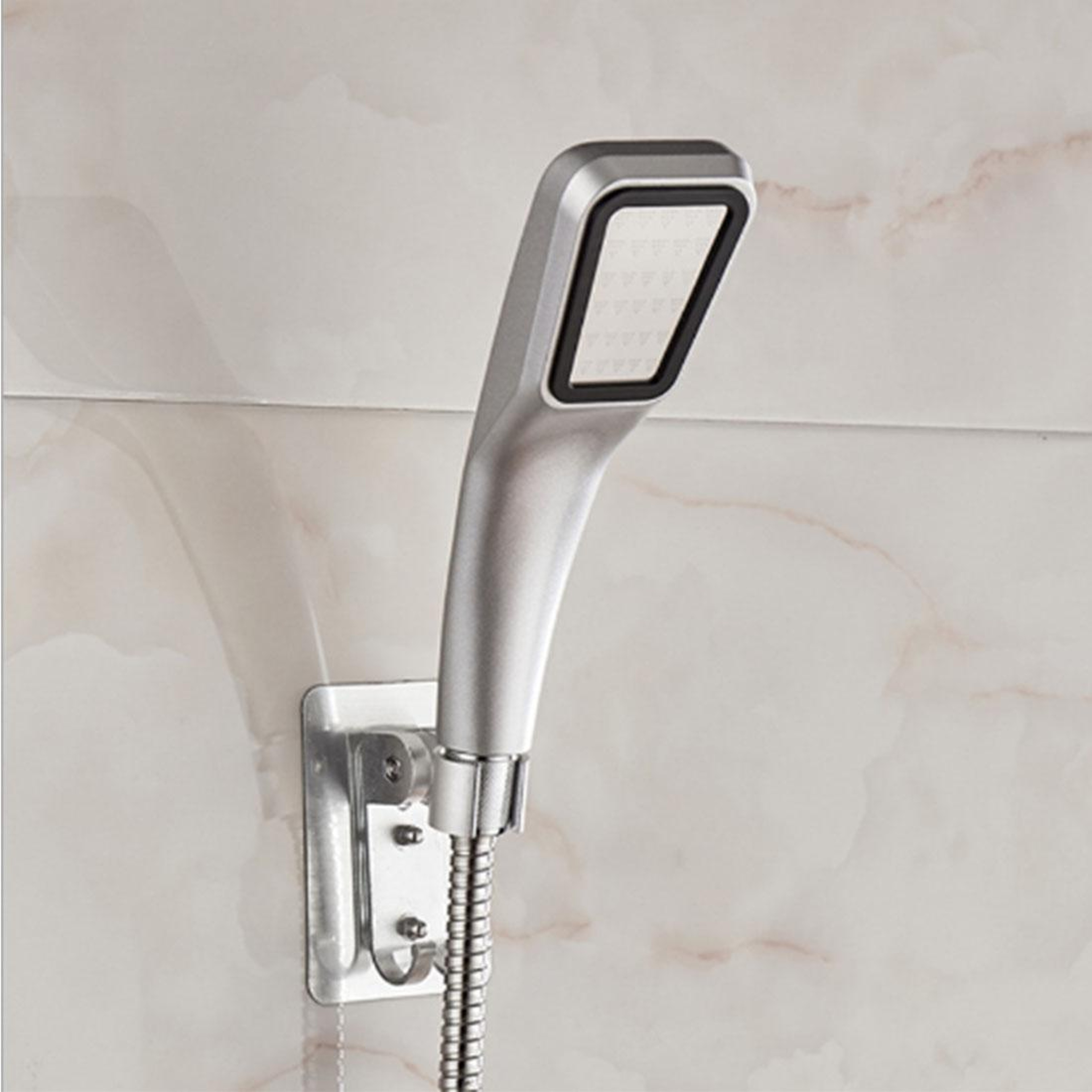 Adjustable Adhesive Shower Head Holder With Hooks For Handheld Shower 8