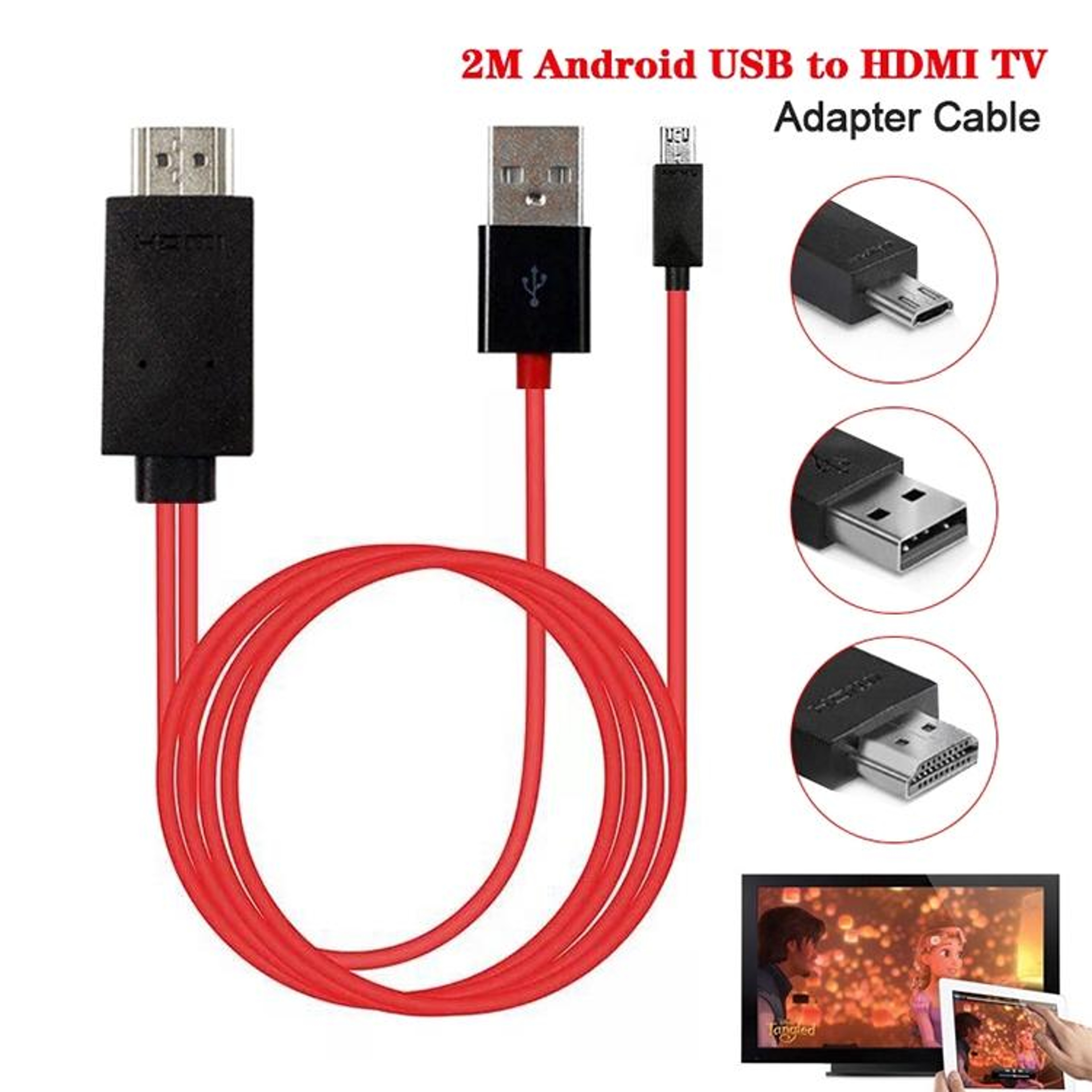 2m Full HD MHL Micro USB To HDMI Adapter Cable For Android Phones 1