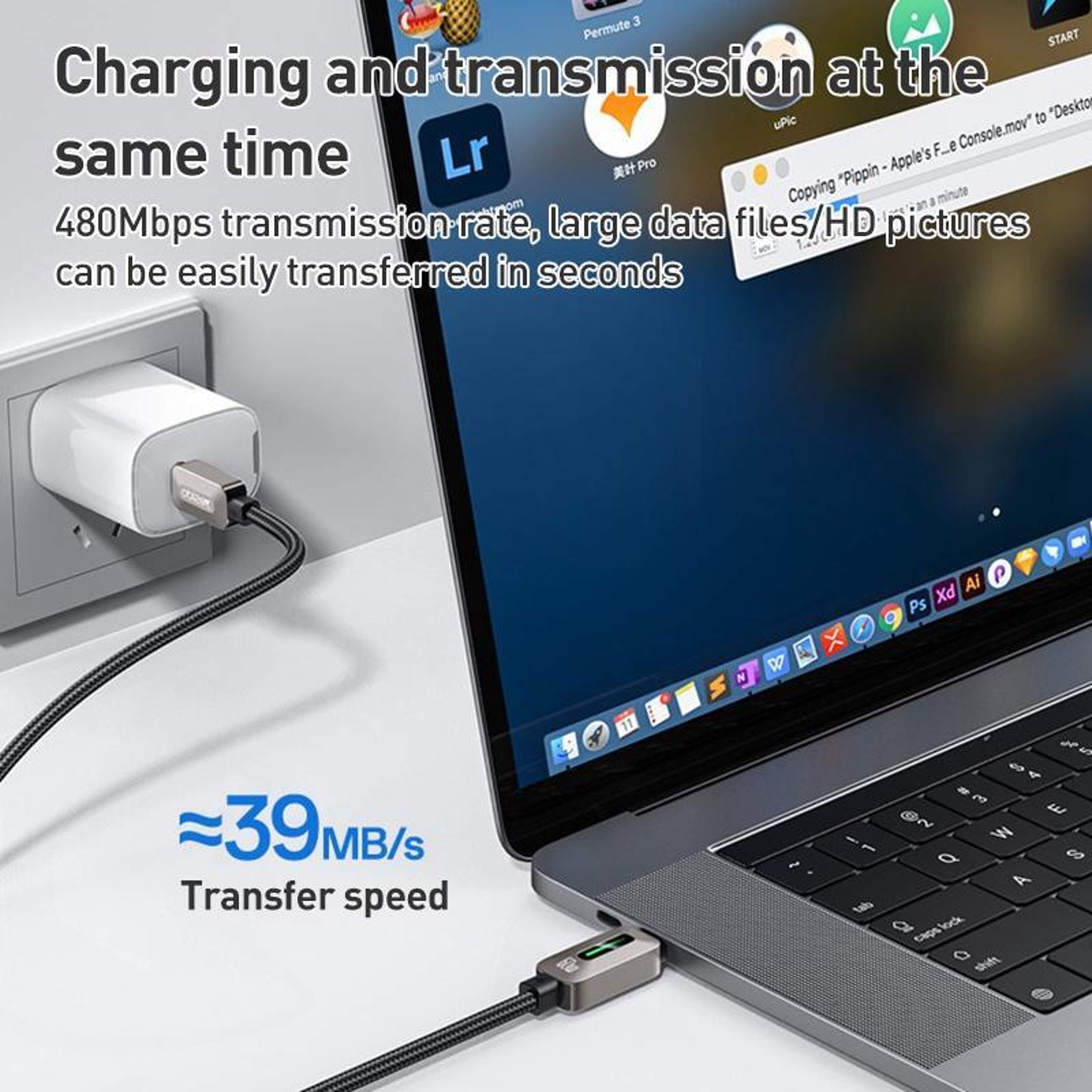 High Speed 60W USB C Cable with LED Streamer Light Fast Charging Data Sync – view 8