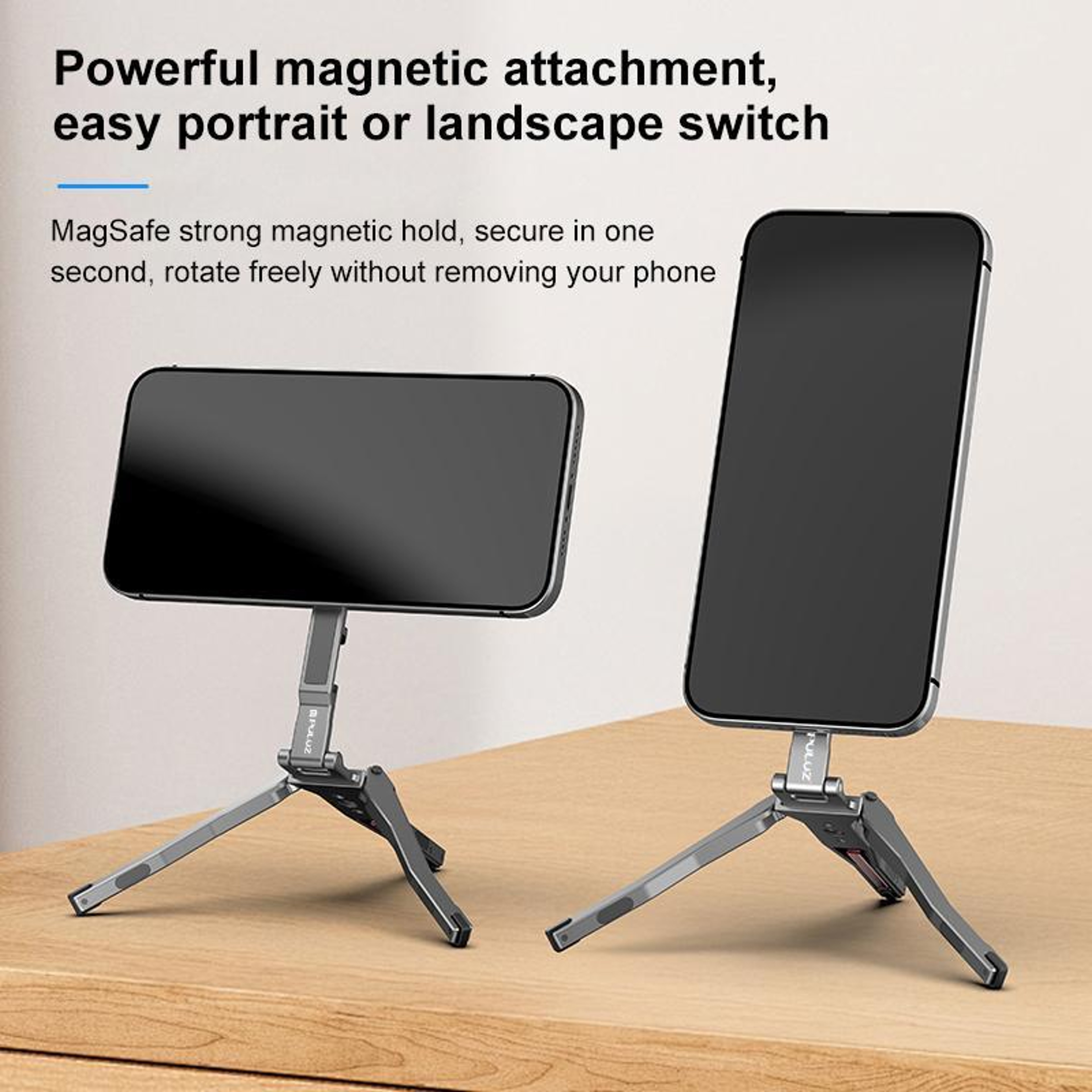 Foldable MagSafe Tripod Mount With Magnetic Phone Stand Grip And Desk Clamp 4