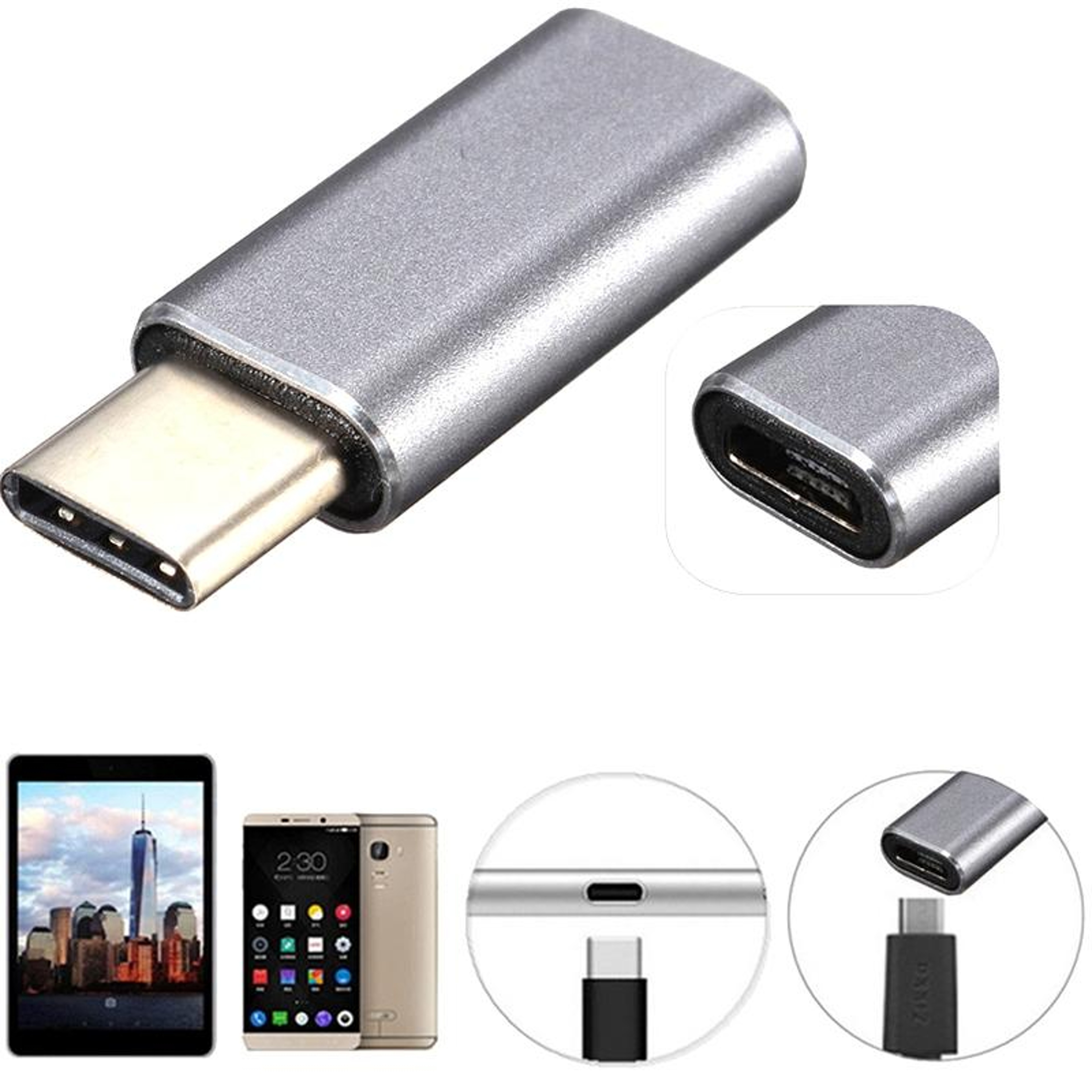 Aluminum USB C Adapter Micro USB To Type C Converter For Fast Charging  Data Transfer 1
