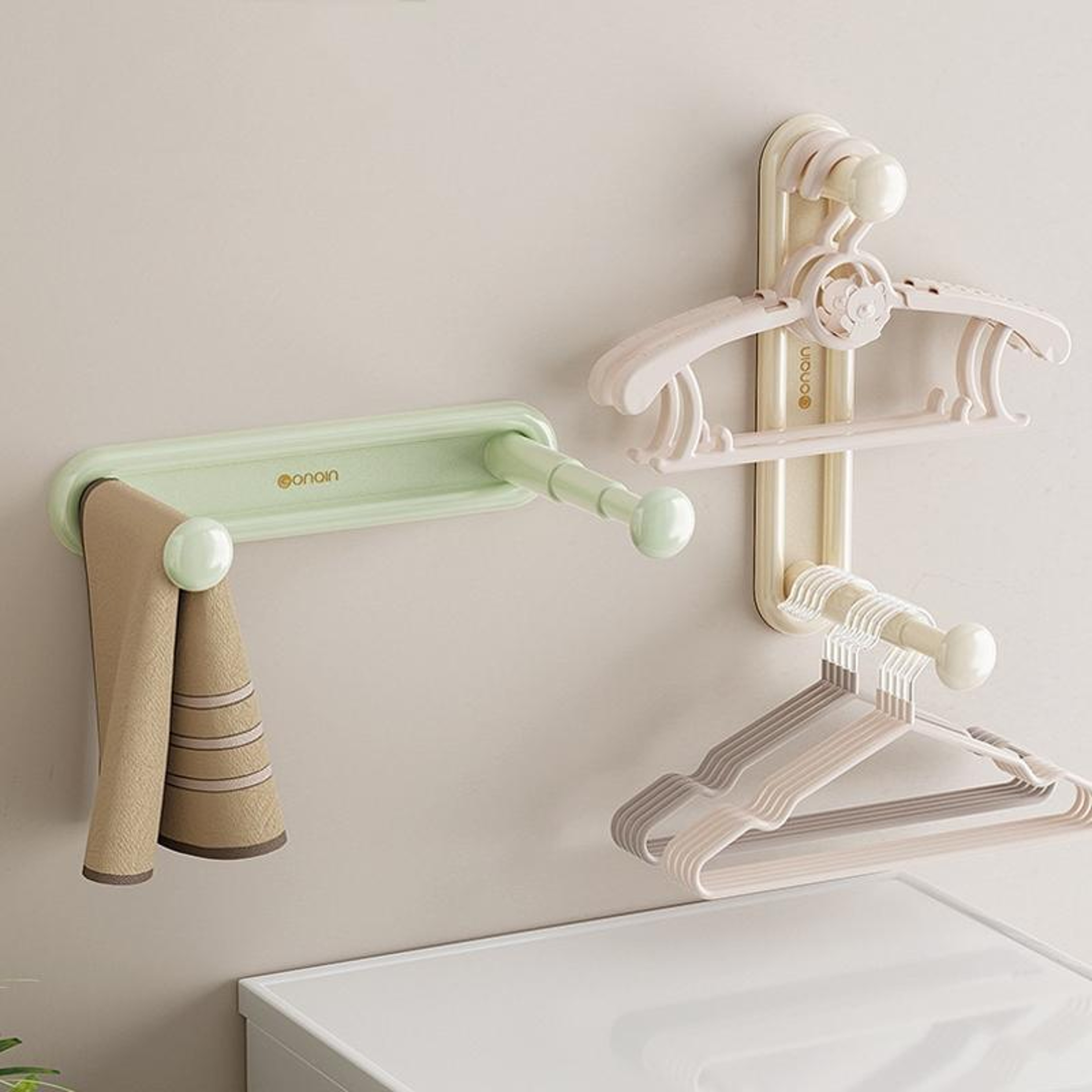 Retractable Clothes Rack Organizer HoleFree Balcony Storage Shelf SpaceSaving Drying Rack 1
