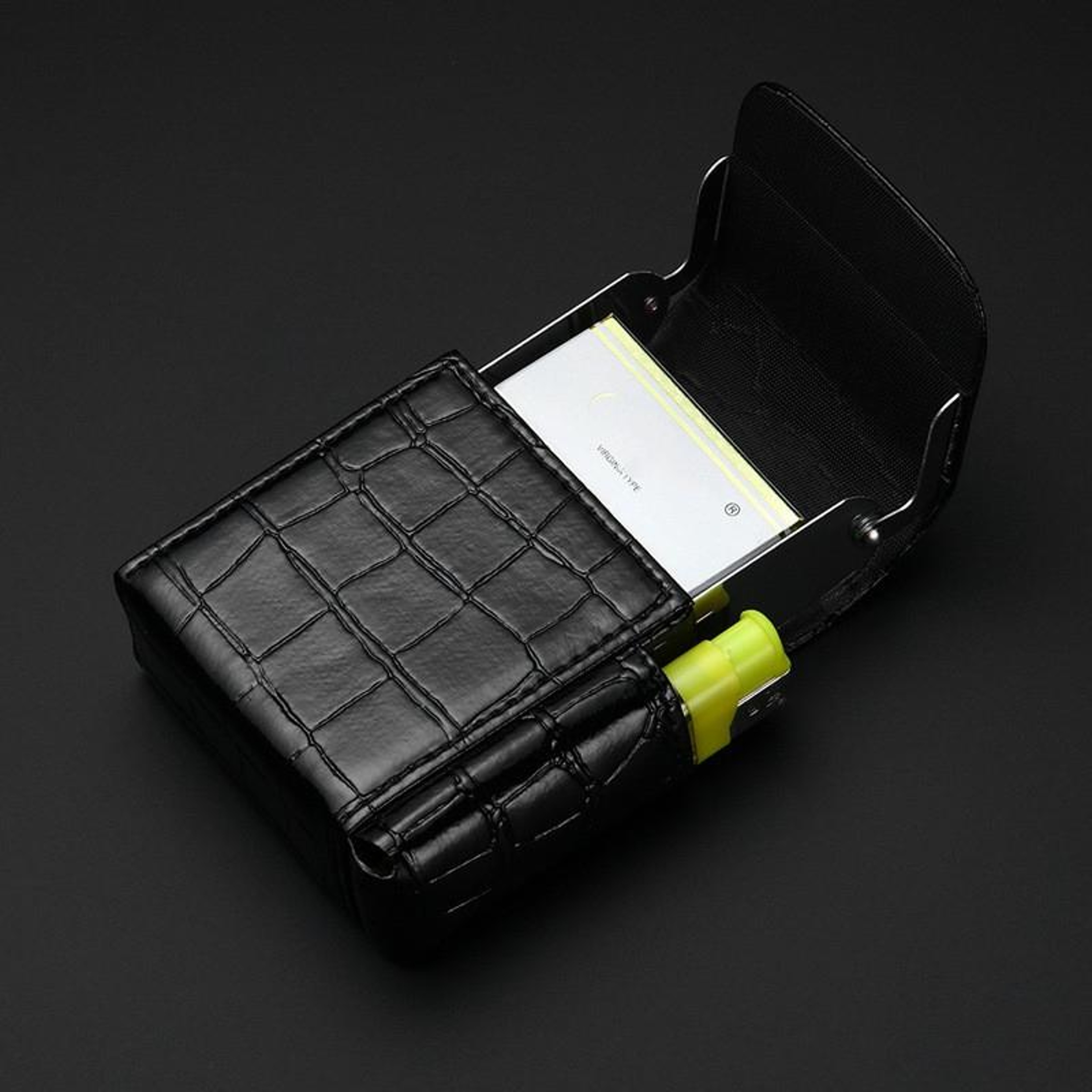 Slim PU Leather Cigarette Case With Lighter Holder  Business Card Organizer 3