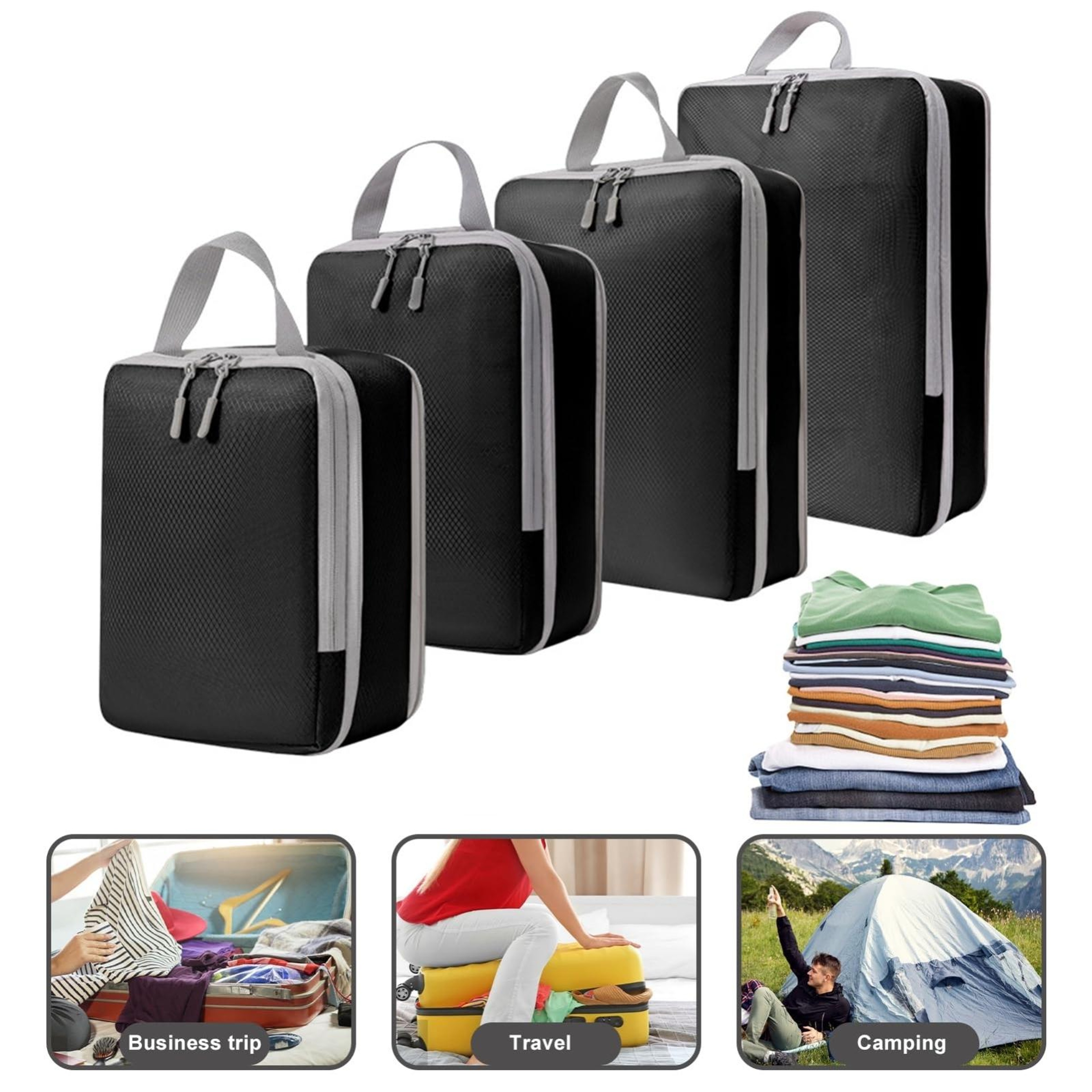 8 In 1 Compression Packing Cubes Set Expandable Travel Organizer Bags For Smart Luggage Storage 0