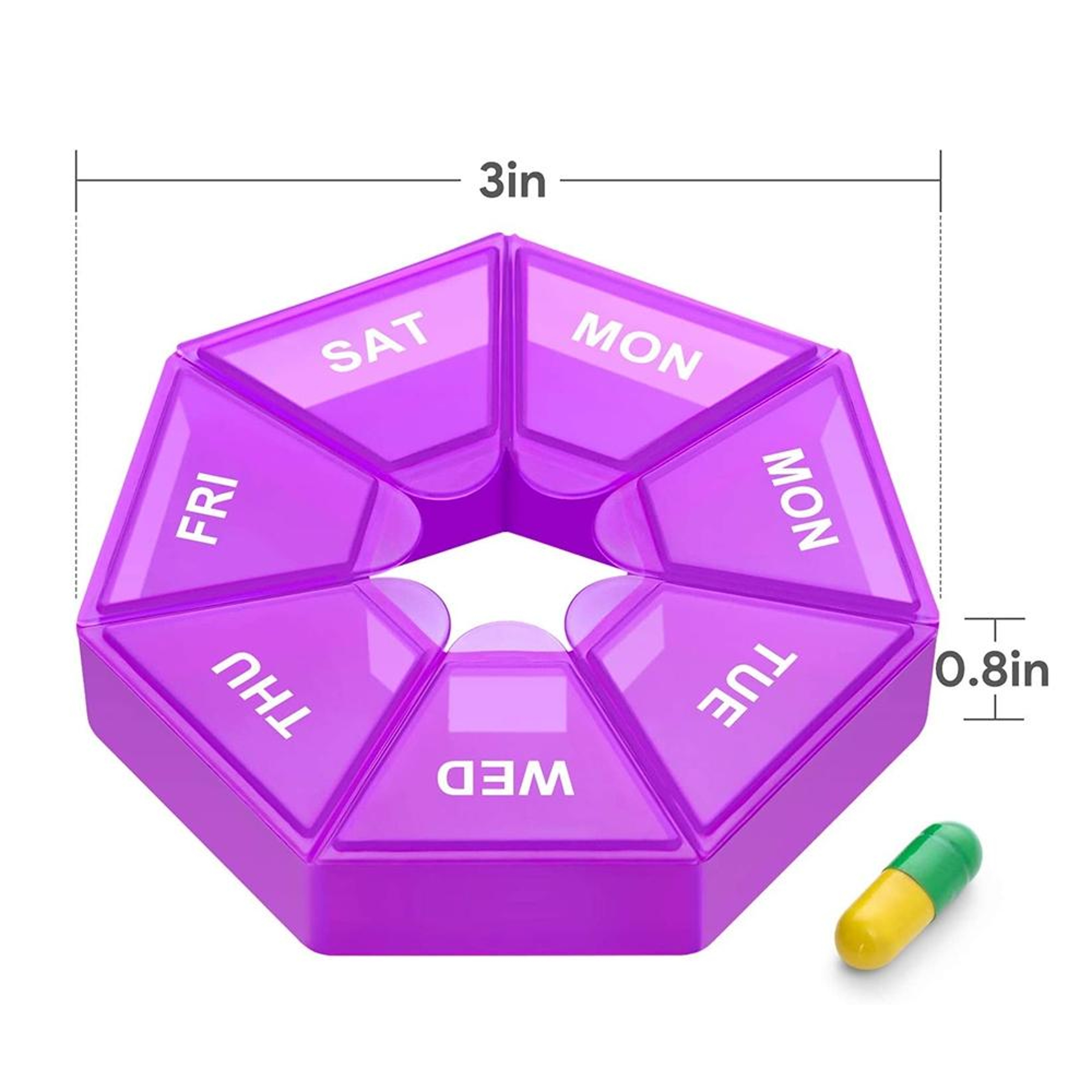 Portable Weekly Pill Organizer 7 Grid Travel Pill Case Moisture Proof Storage Set 4