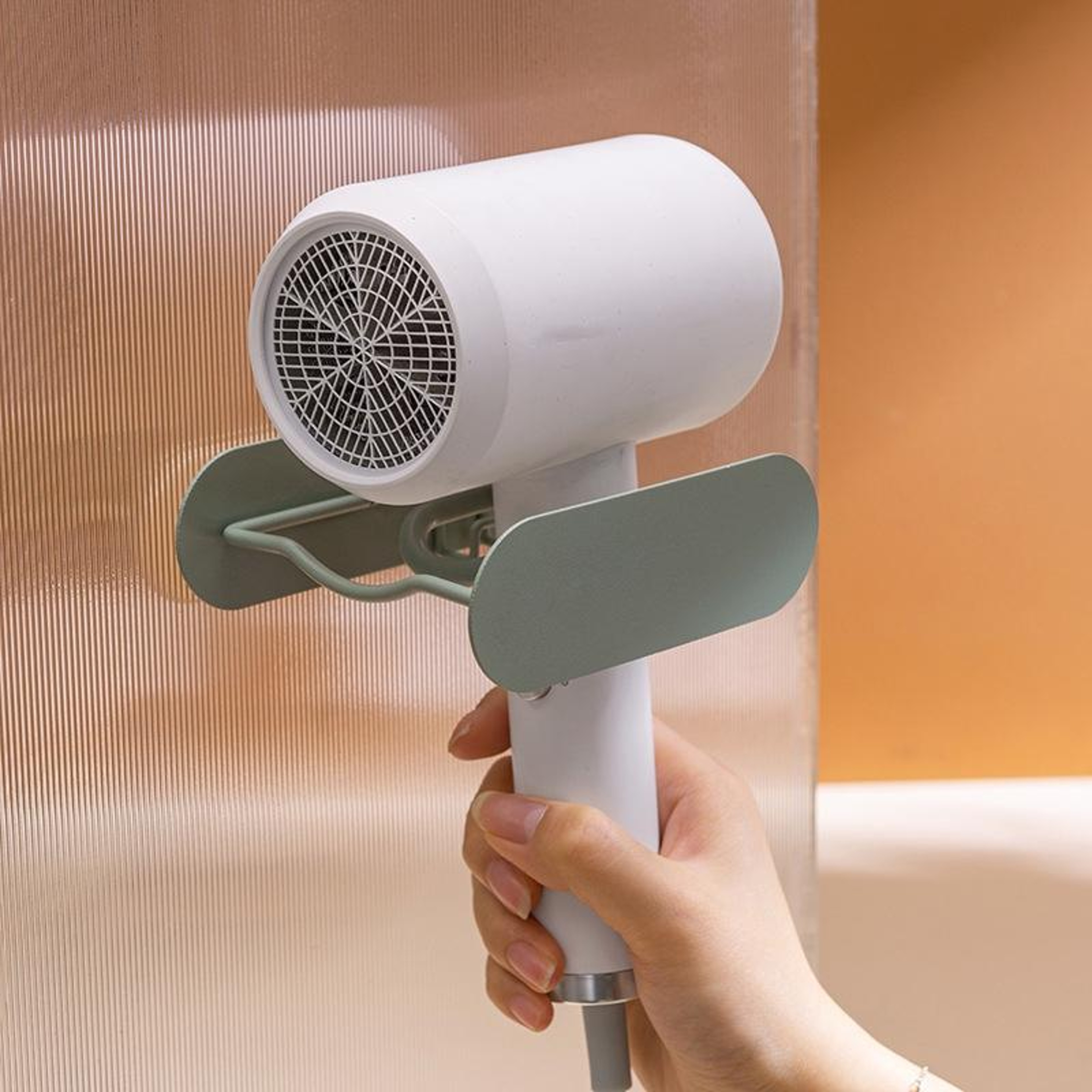 No Drill Wall Mounted Hair Dryer Holder For Bathroom Storage Black 1
