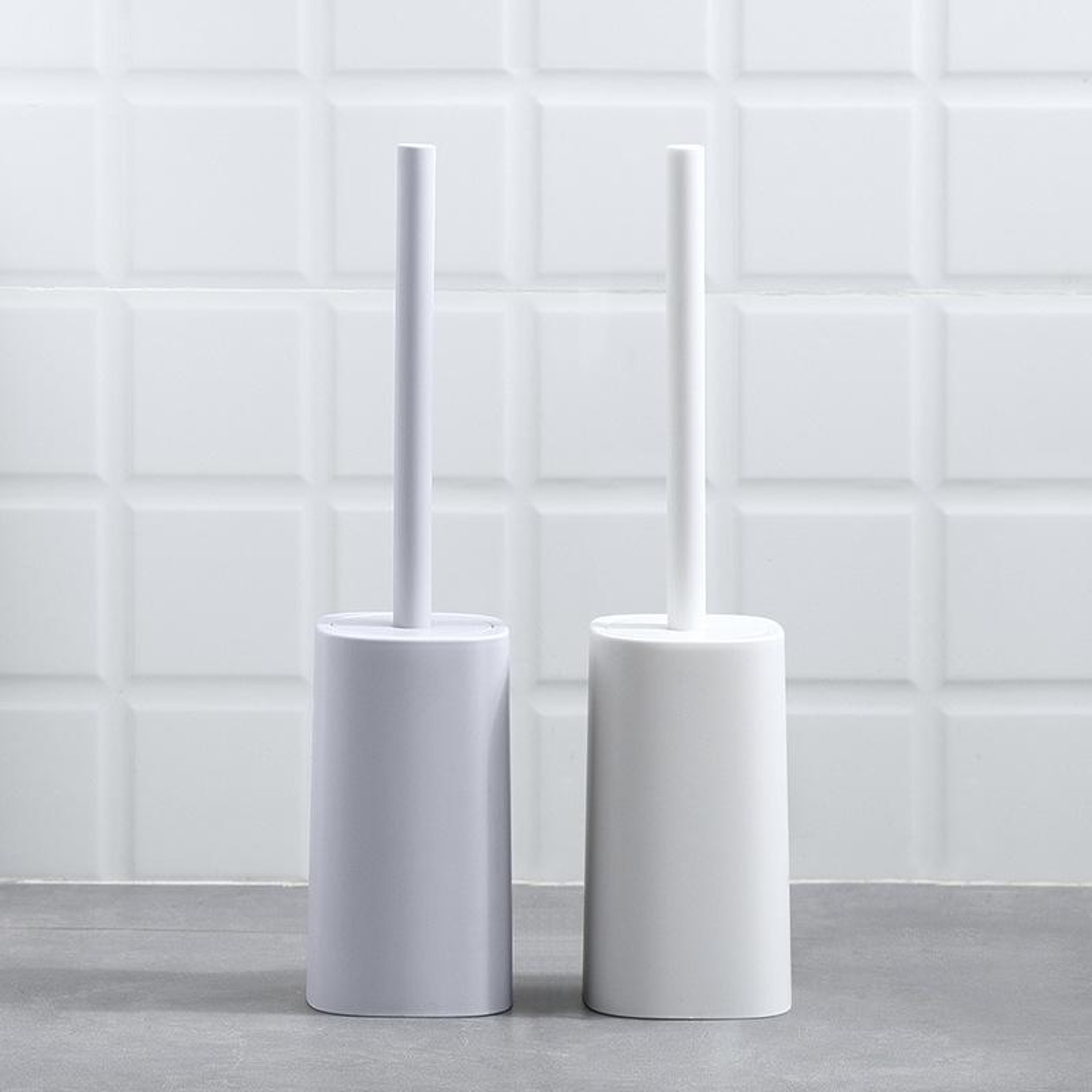 Long Handle Soft Bristle Toilet Brush with Holder Base Bathroom Cleaning Set White – view 4