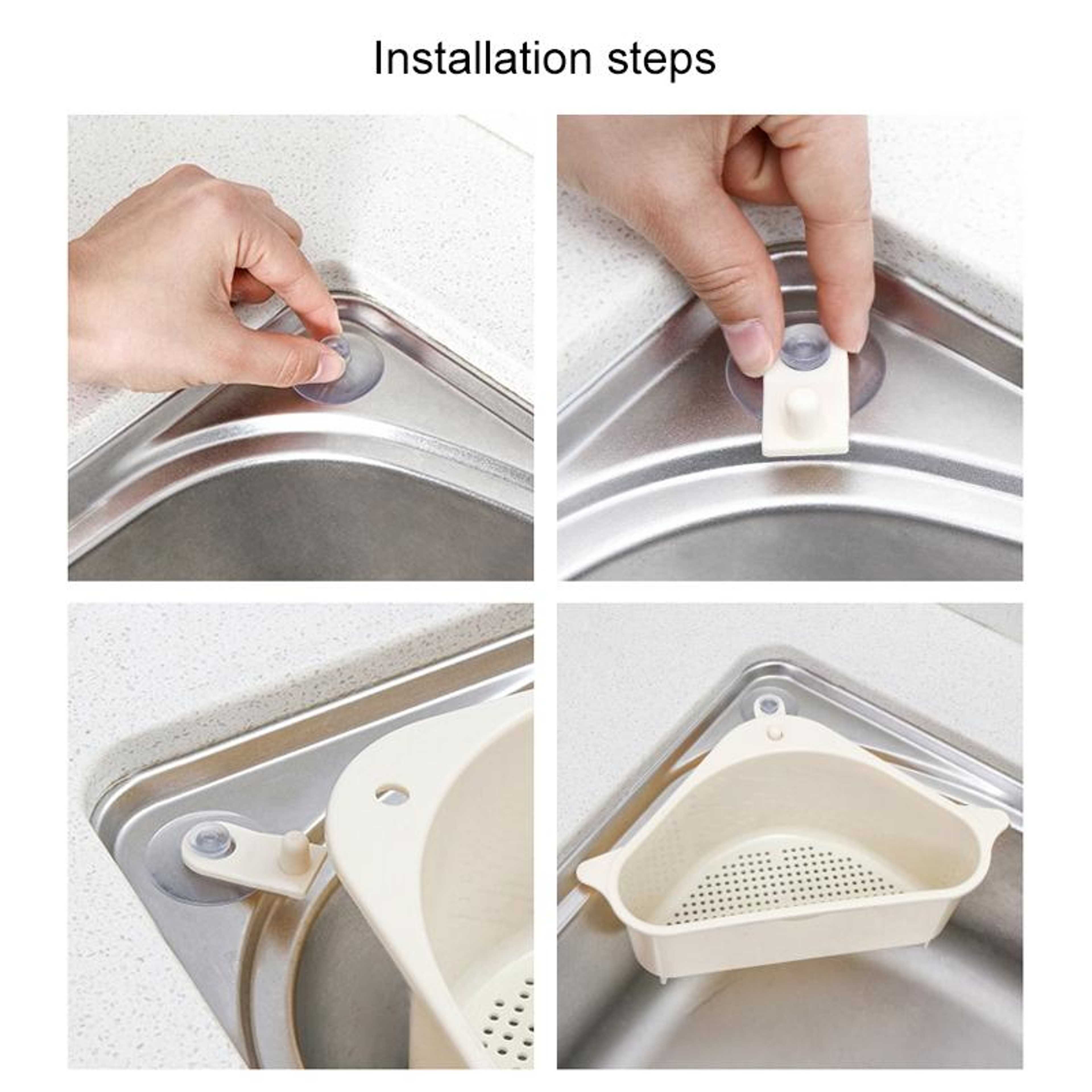 Triangle Kitchen Sink Drain Rack Suction Cup Vegetable Organizer Basket – view 5
