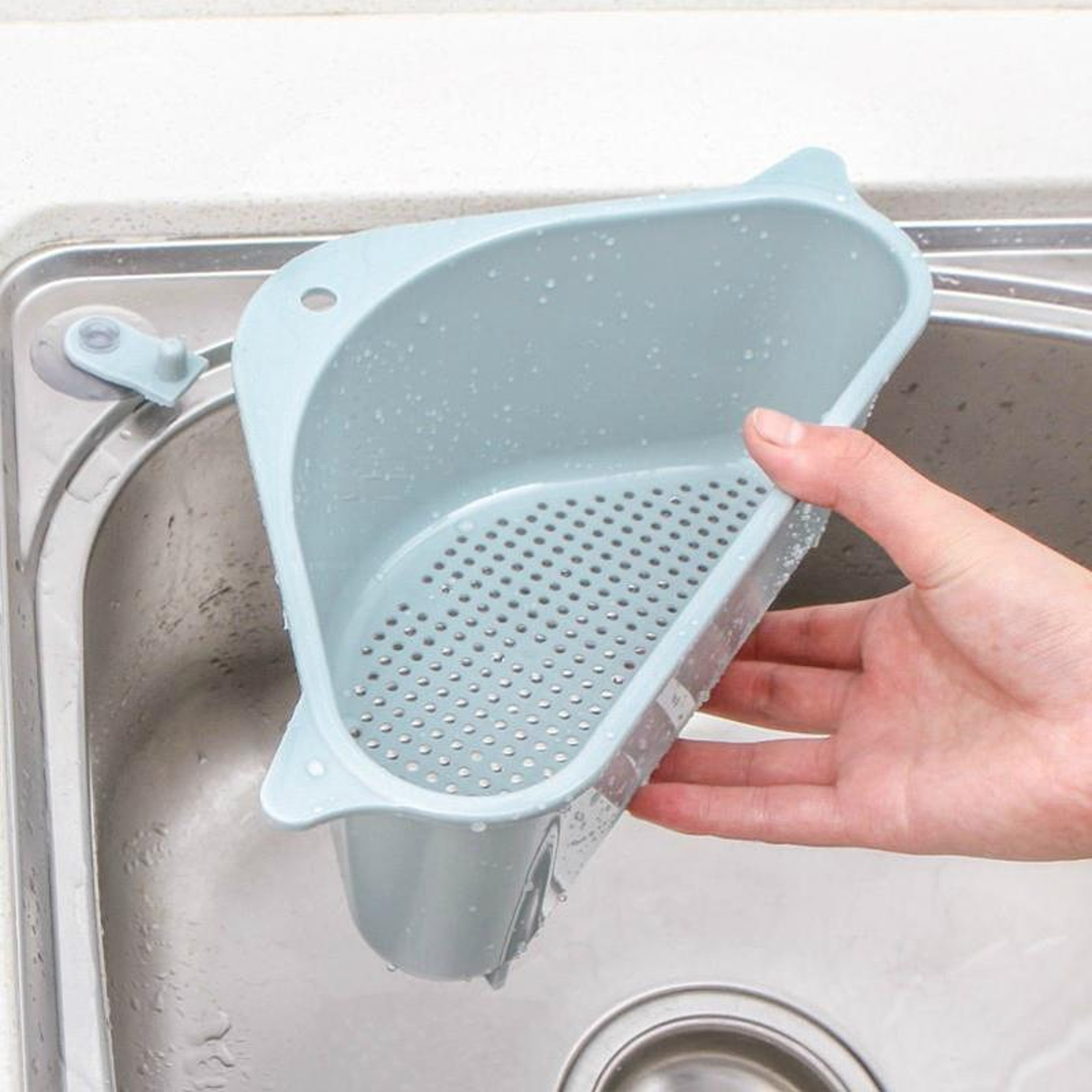 Triangle Kitchen Sink Drain Rack Suction Cup Vegetable Organizer Basket – view 6