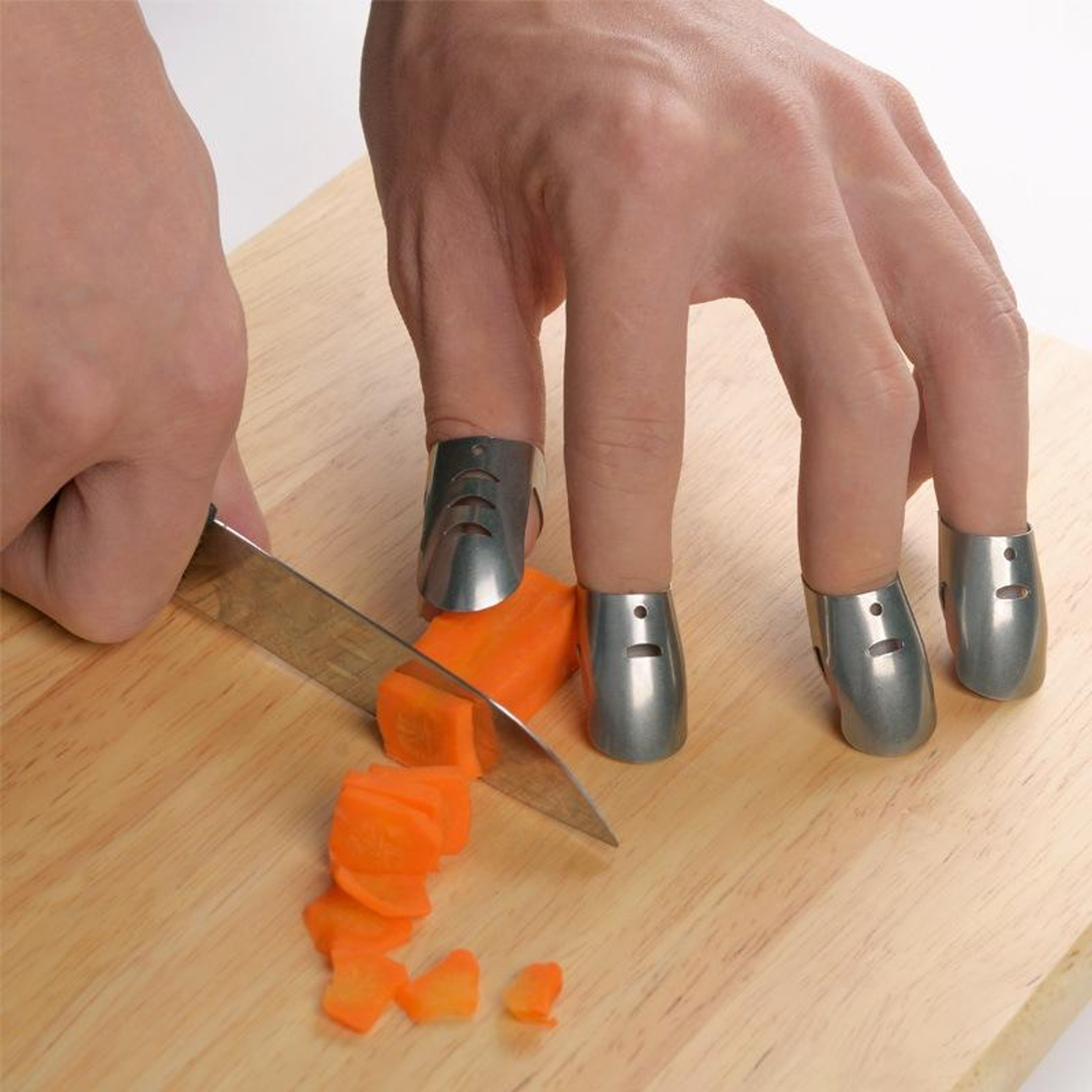 Adjustable Stainless Steel Finger Guard Set for Safe Slicing and Chopping – view 6
