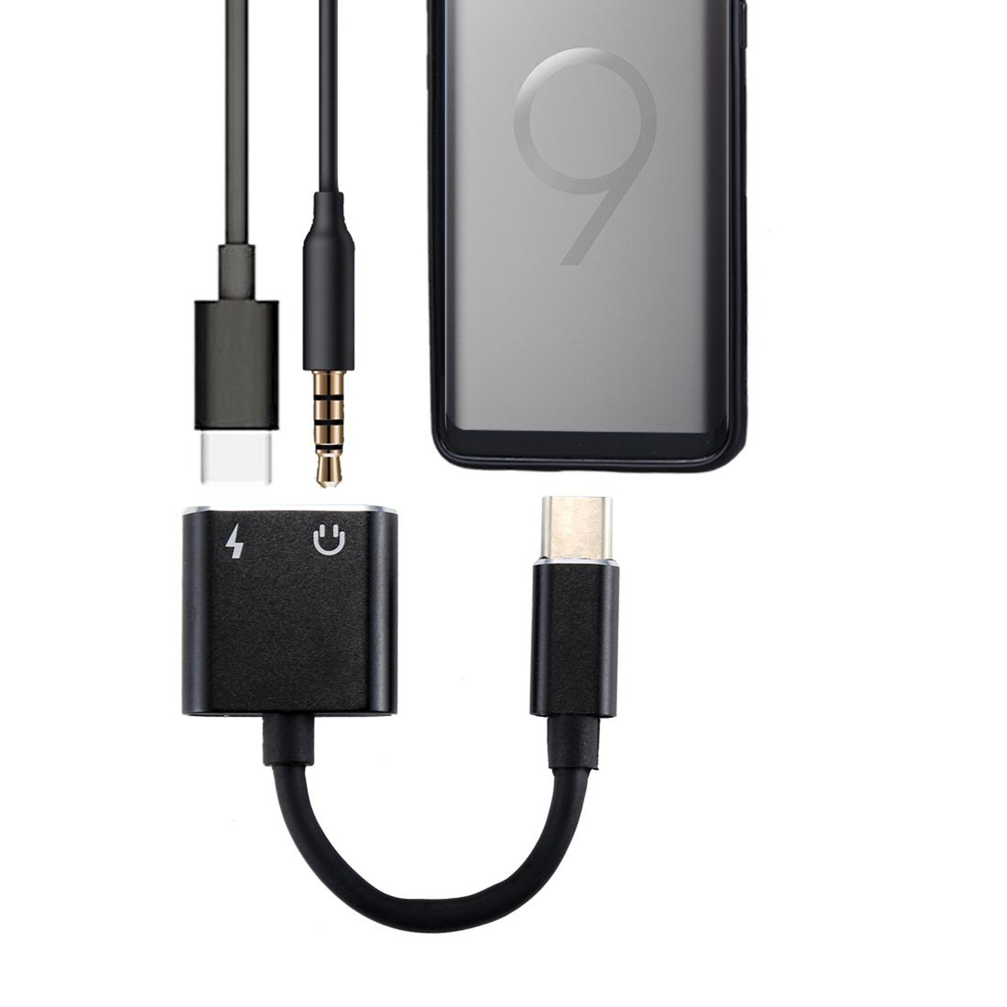 2 In 1 USB C Audio Adapter With Charging Splitter For Headphones And Power 3