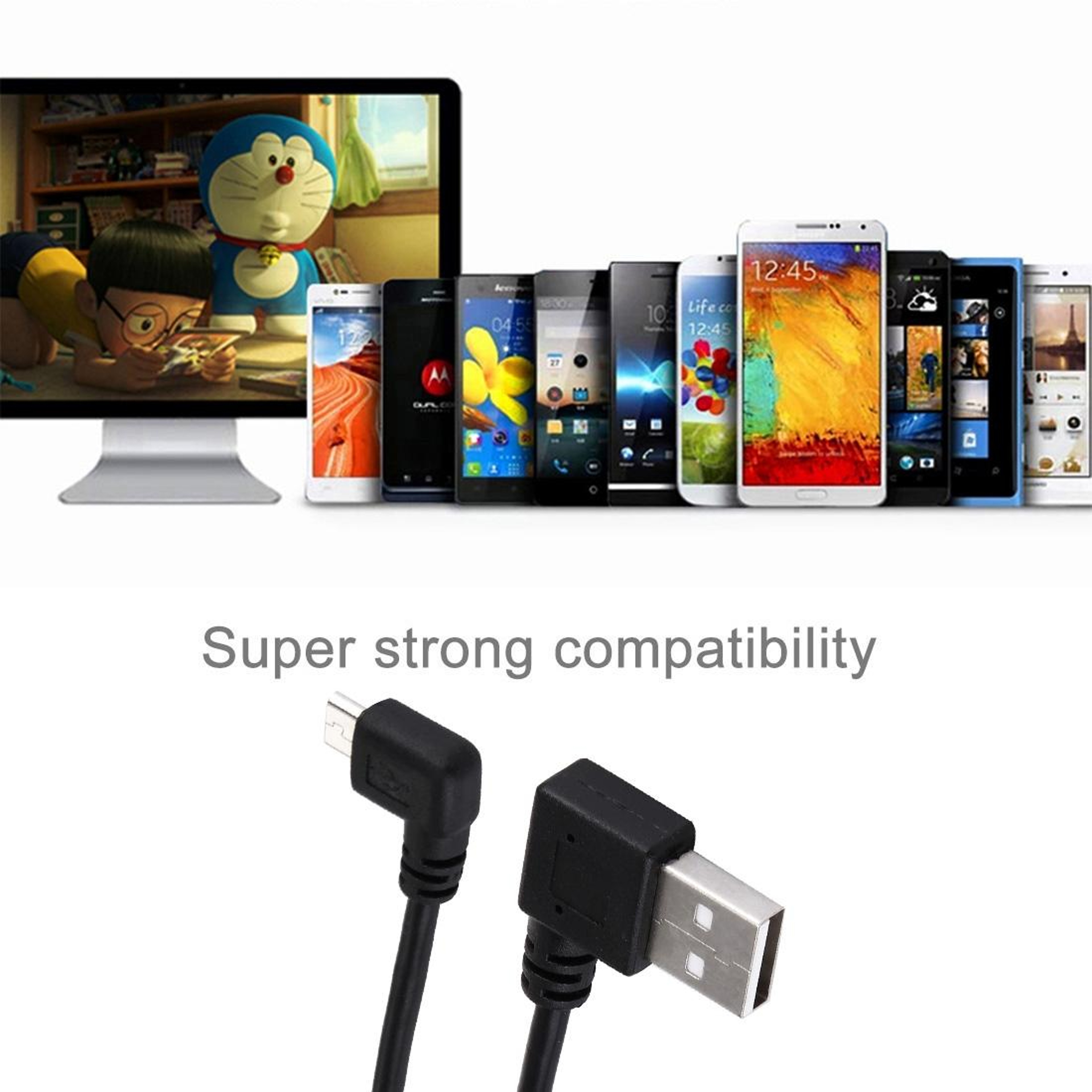20cm Right Angle Micro USB Cable Fast Charging USB Short Cable 3