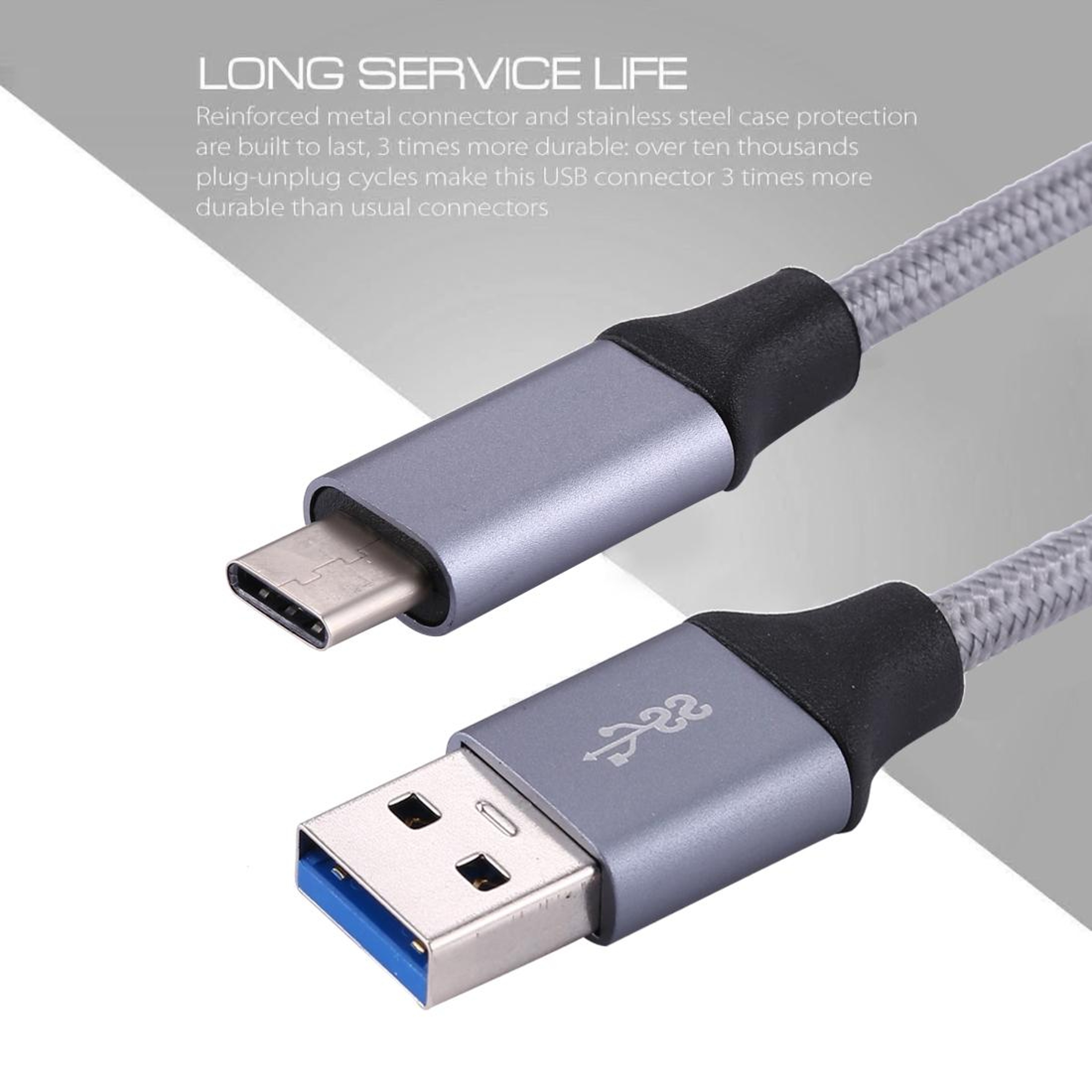 Braided USB C To USB 30 Fast Charging Cable 1m Durable Data Sync Cord 2