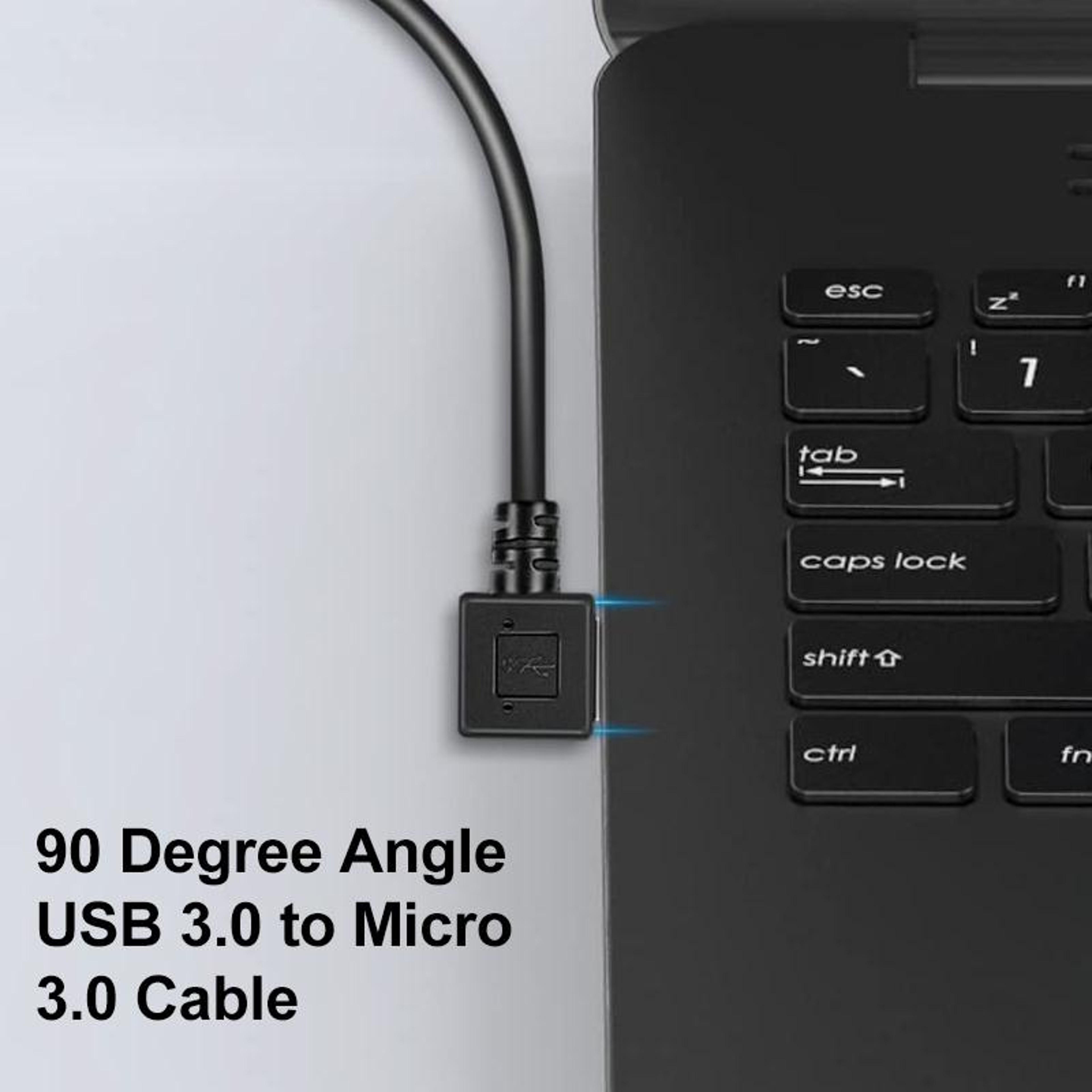 High Speed Right Angle USB 30 To Micro USB 30 Cable For Fast Data Transfer  Tight Spaces 4