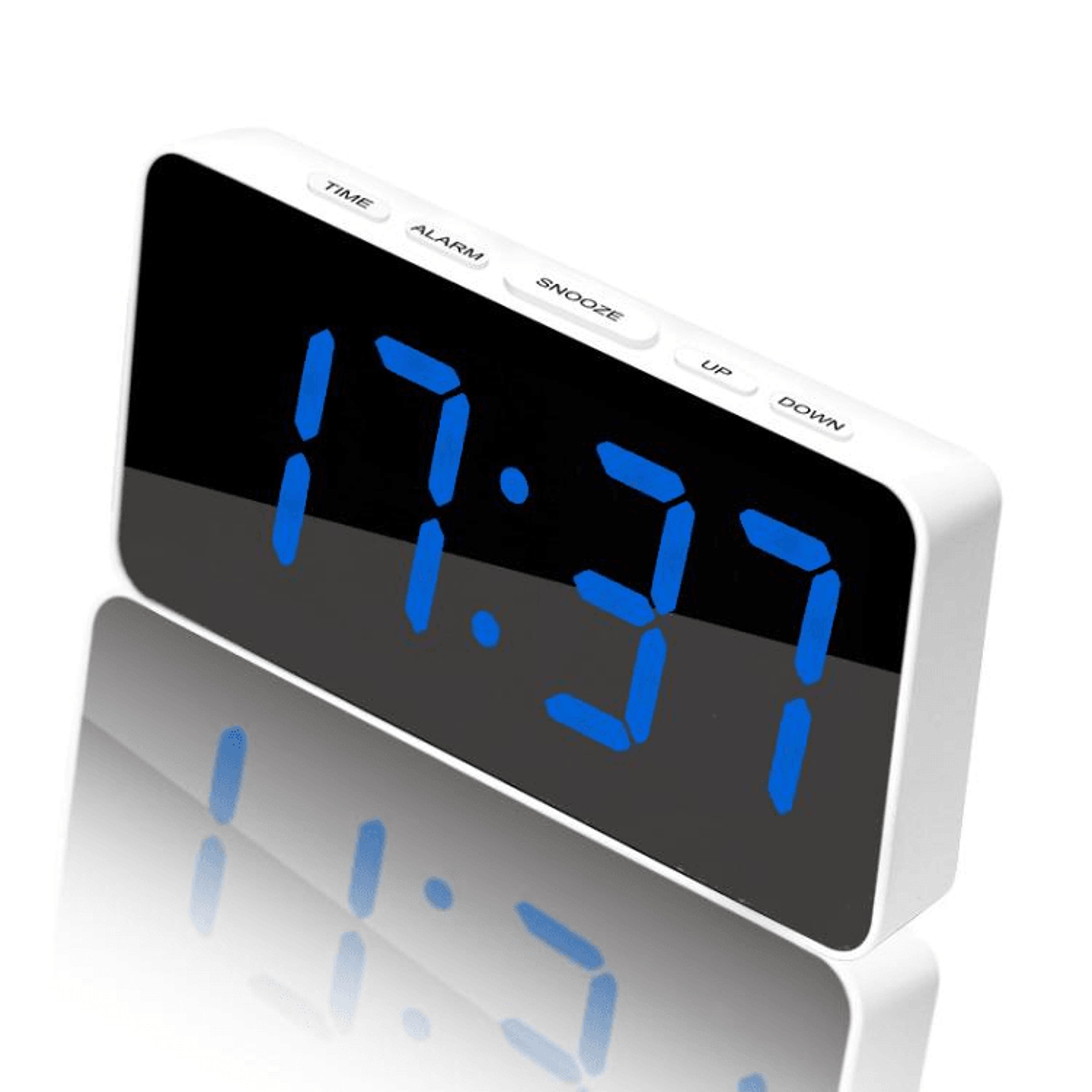LED Mirror Alarm Clock With USBC Charging  Battery Backup Digital Desk Clock 12