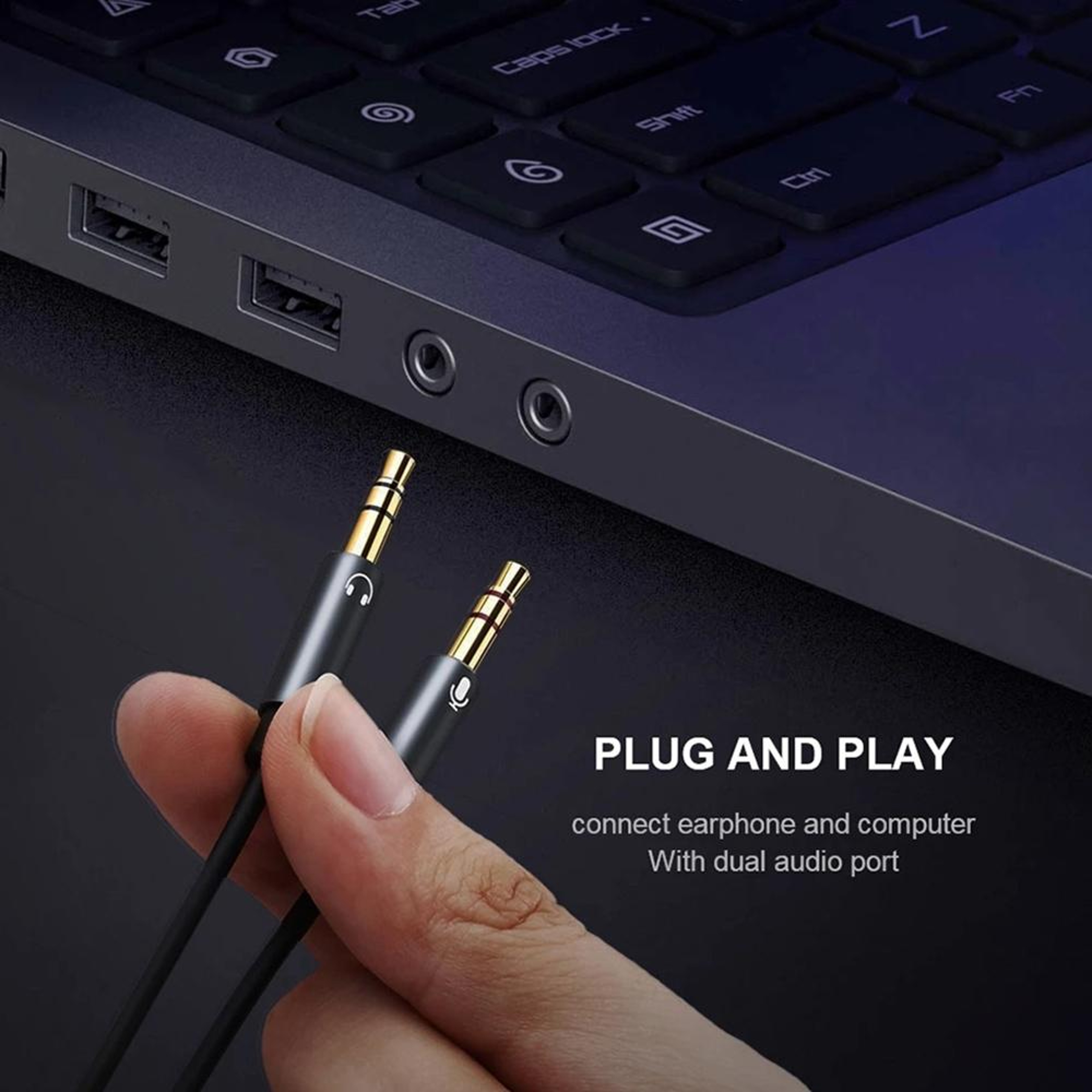 2 In 1 Audio Splitter Headphone Mic Adapter Braided AUX Cable 10