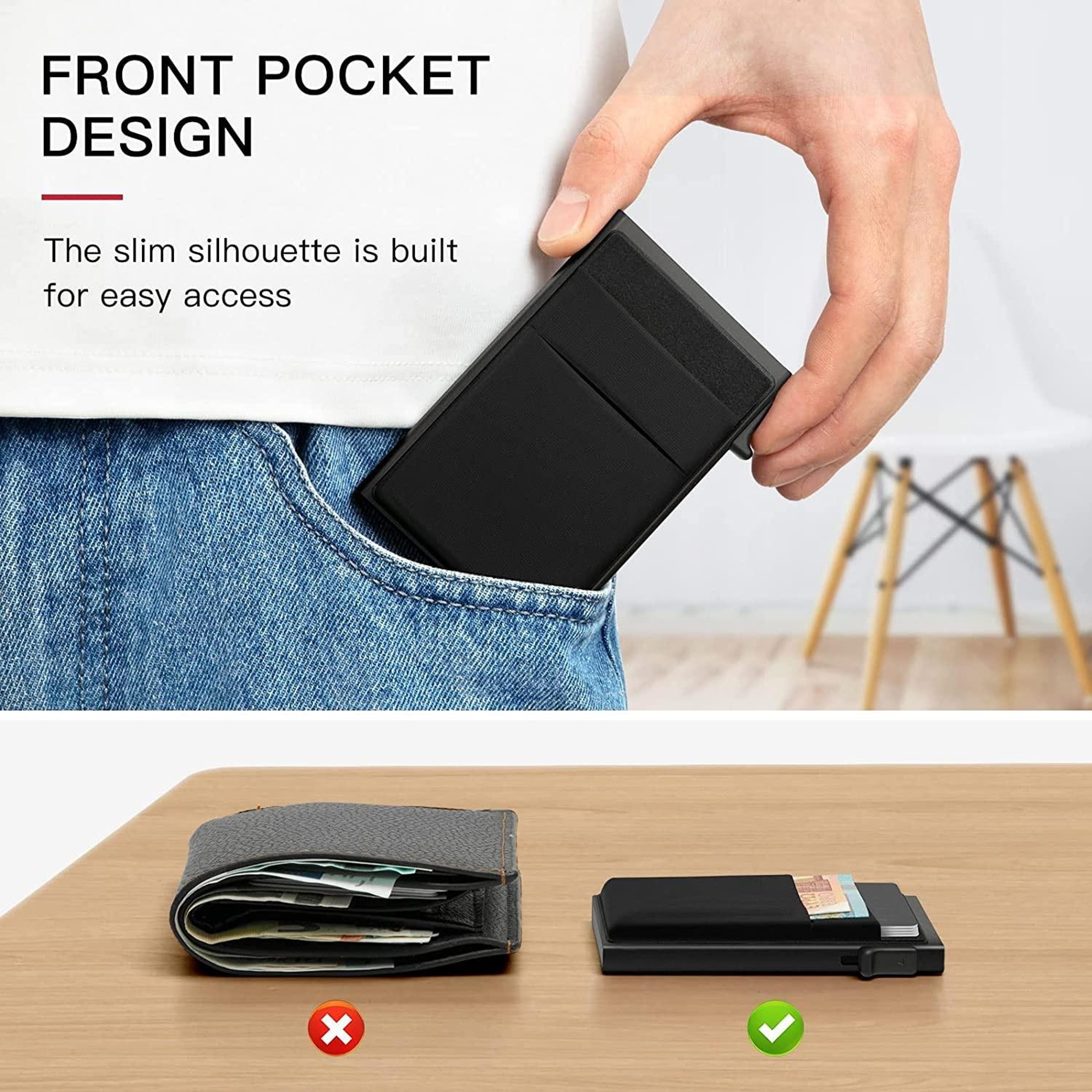 Slim RFID Blocking Metal Wallet Pop Up Card Holder For Men Minimalist Business Card Case 3