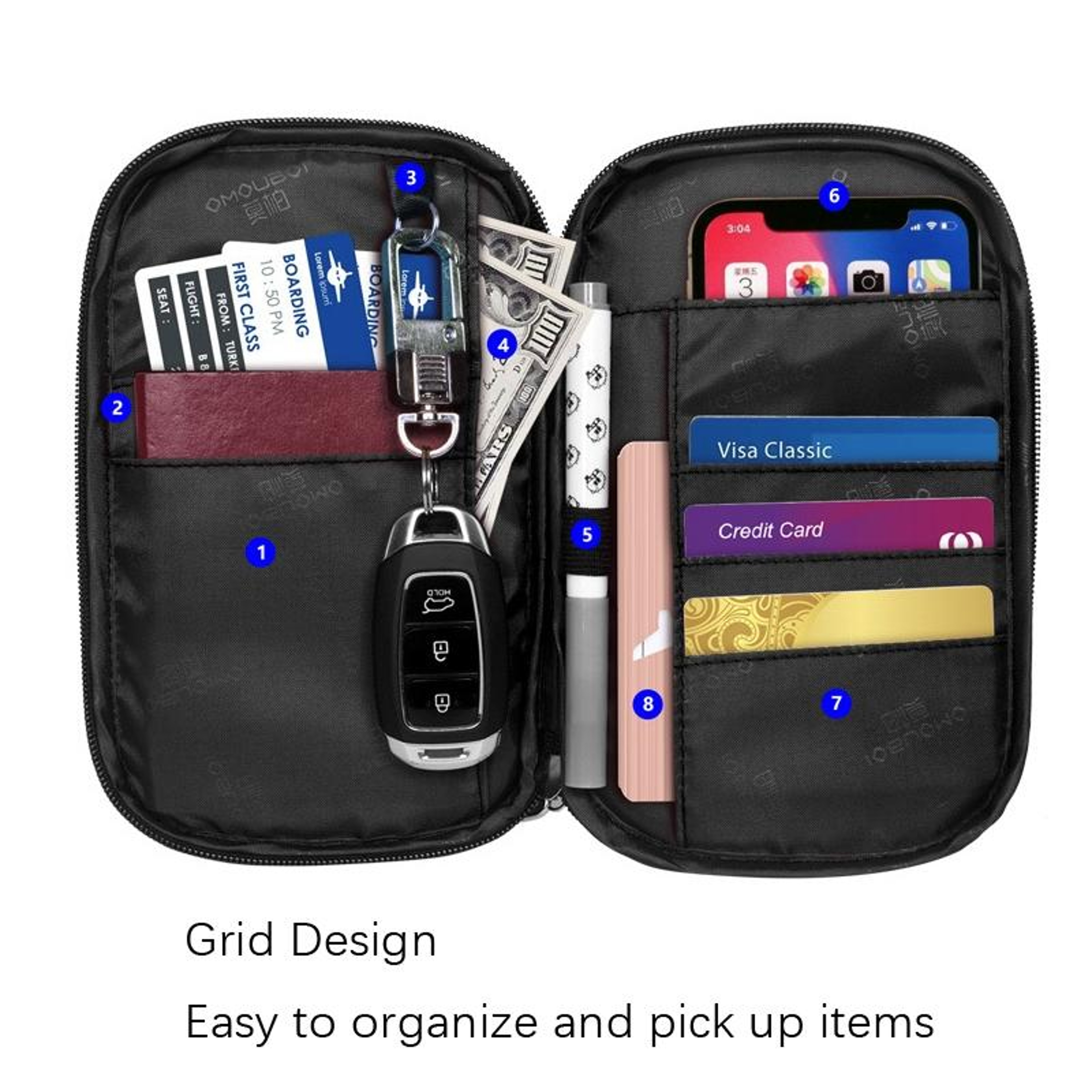 Waterproof Travel Document Organizer Passport Holder With MultiCompartment Storage 4