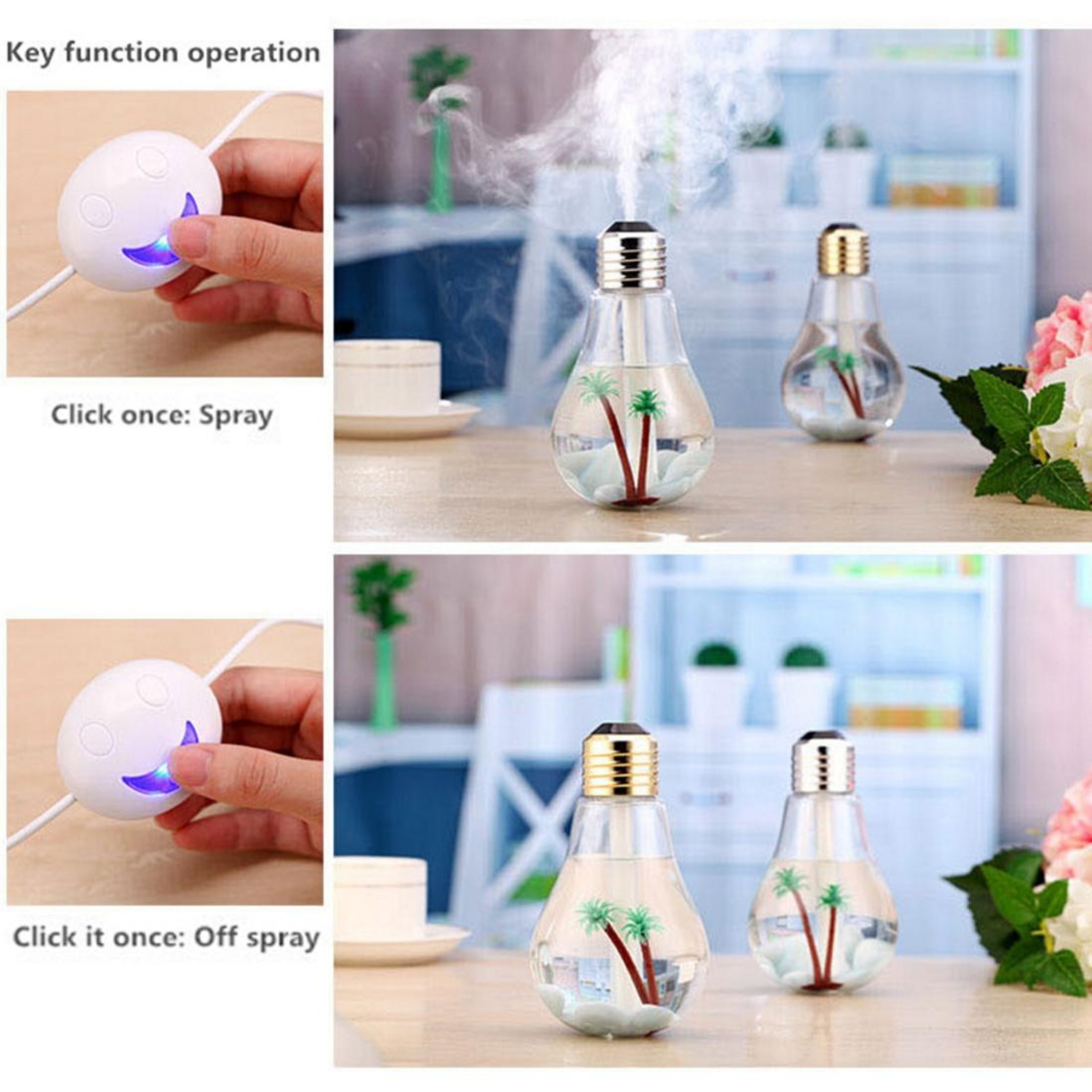 Bulb Shape Aromatherapy Humidifier Essential Oil Diffuser Portable Air Humidifier LED For Home Offi 14