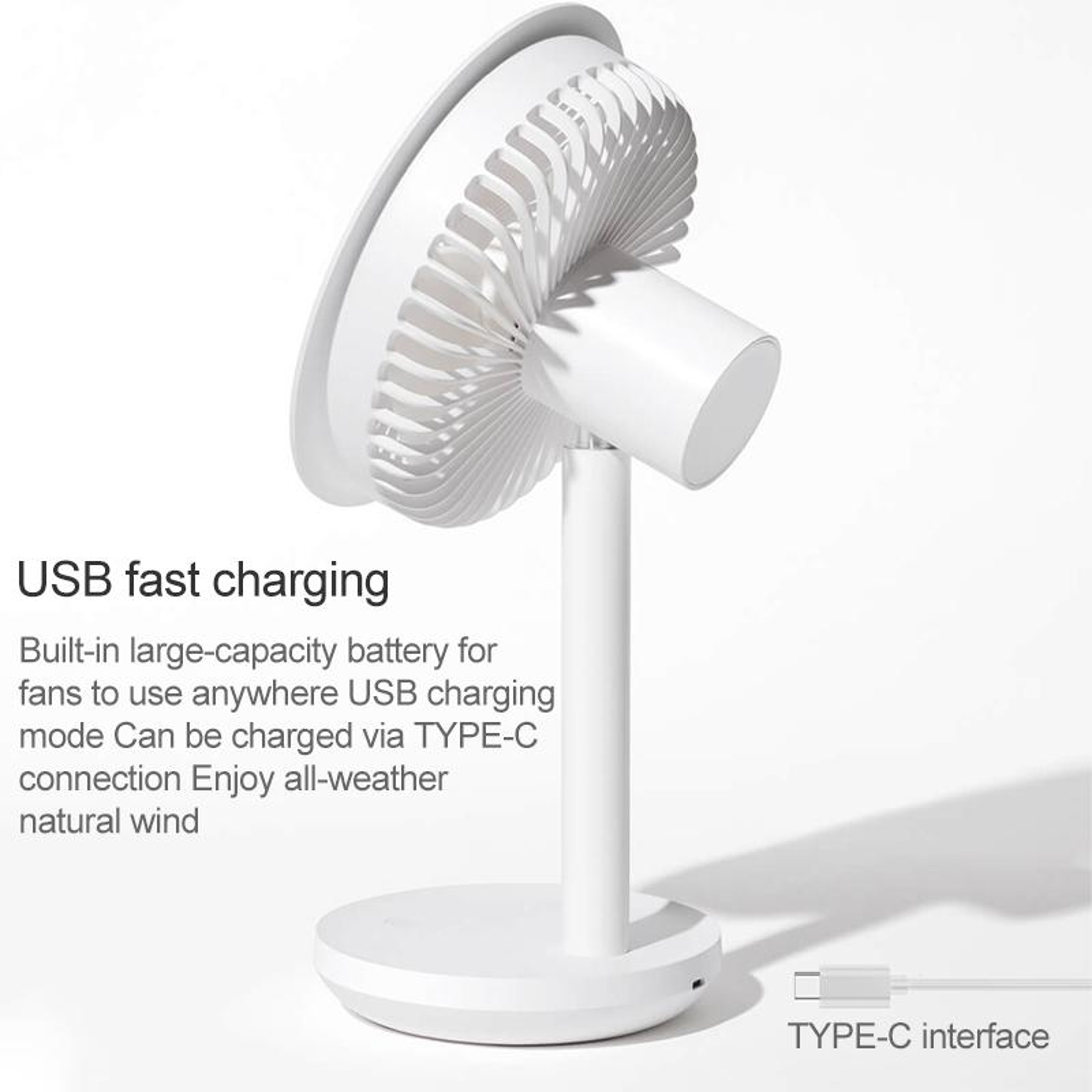 SOLOVE USB Rechargeable Desk Fan  Portable Mini Desktop Fan – view 5