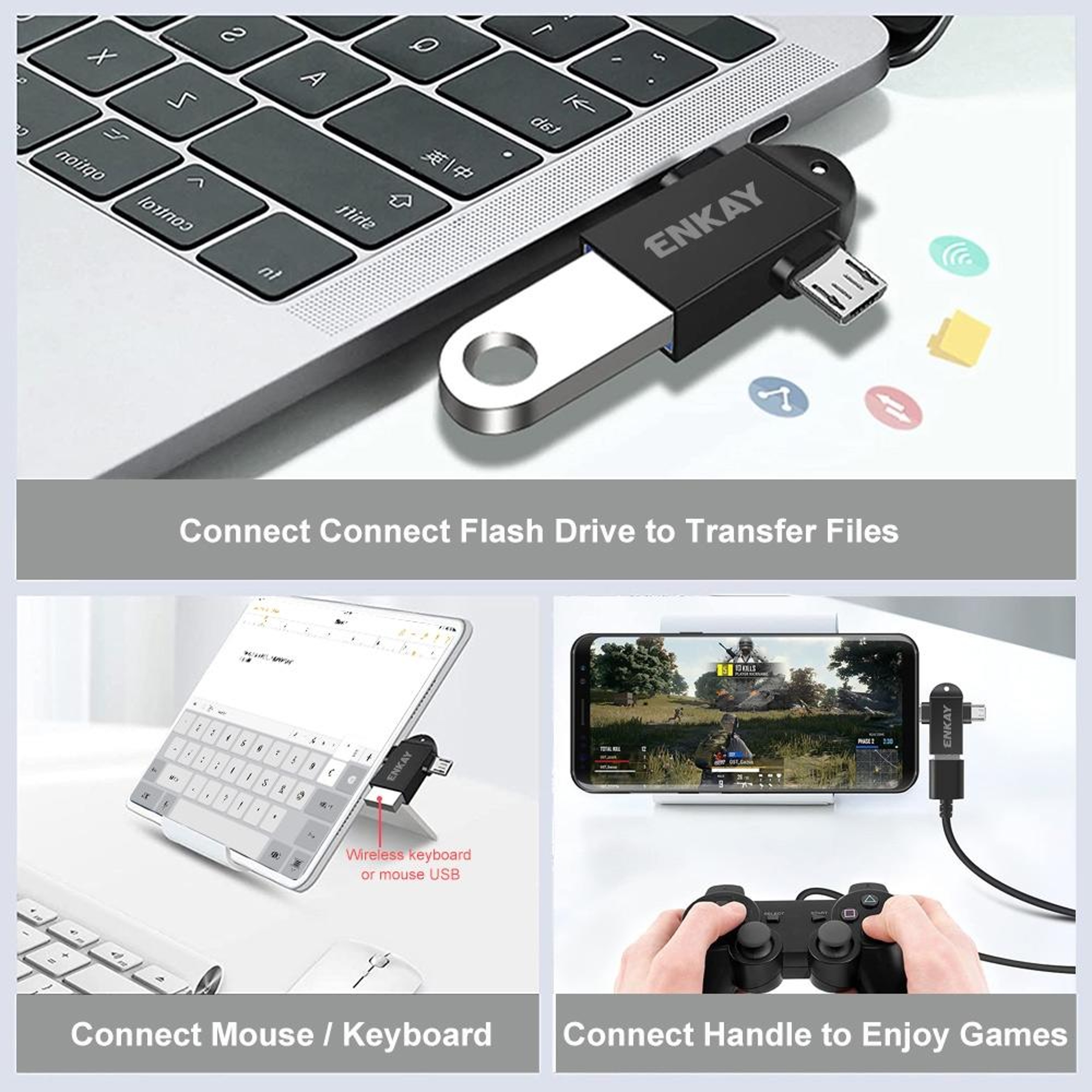 2 In 1 USB C  Micro USB OTG Adapter USB High Speed Data Transfer Dongle 2