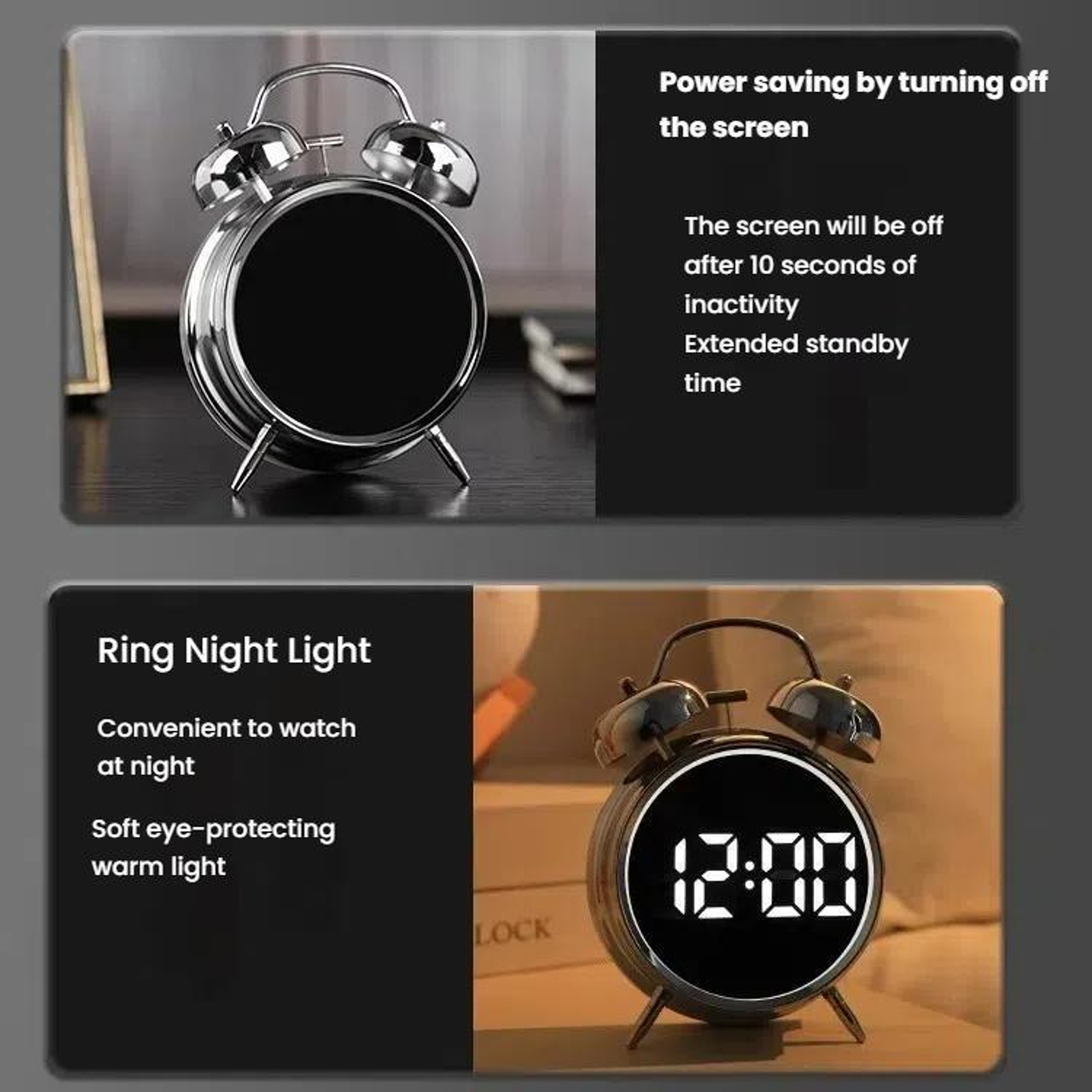 LED Alarm Clock With Night Light Loud Alarm Plug In Digital Bedside Clock 2