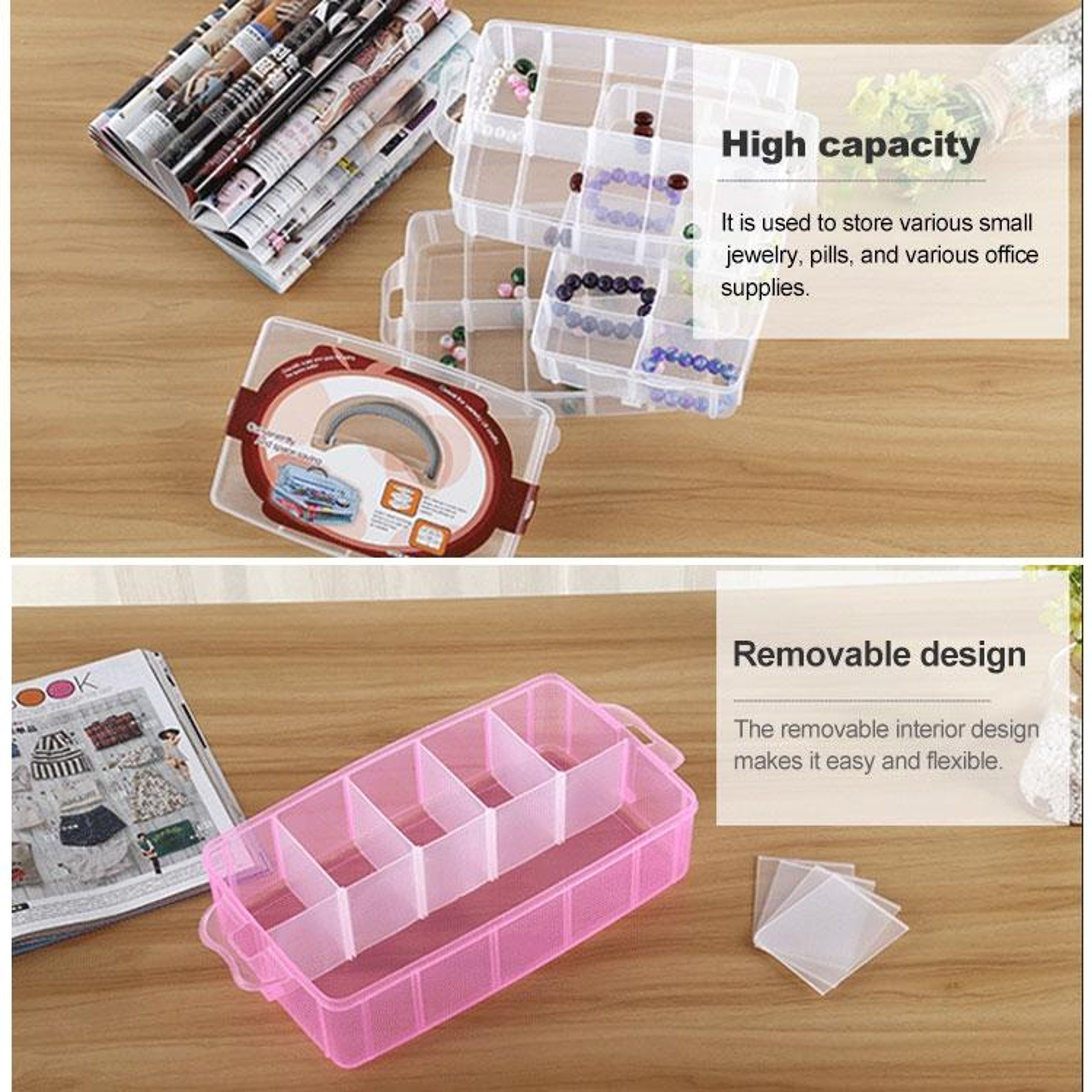 Three Layer Jewelry Organizer Box Craft Storage Container – view 4