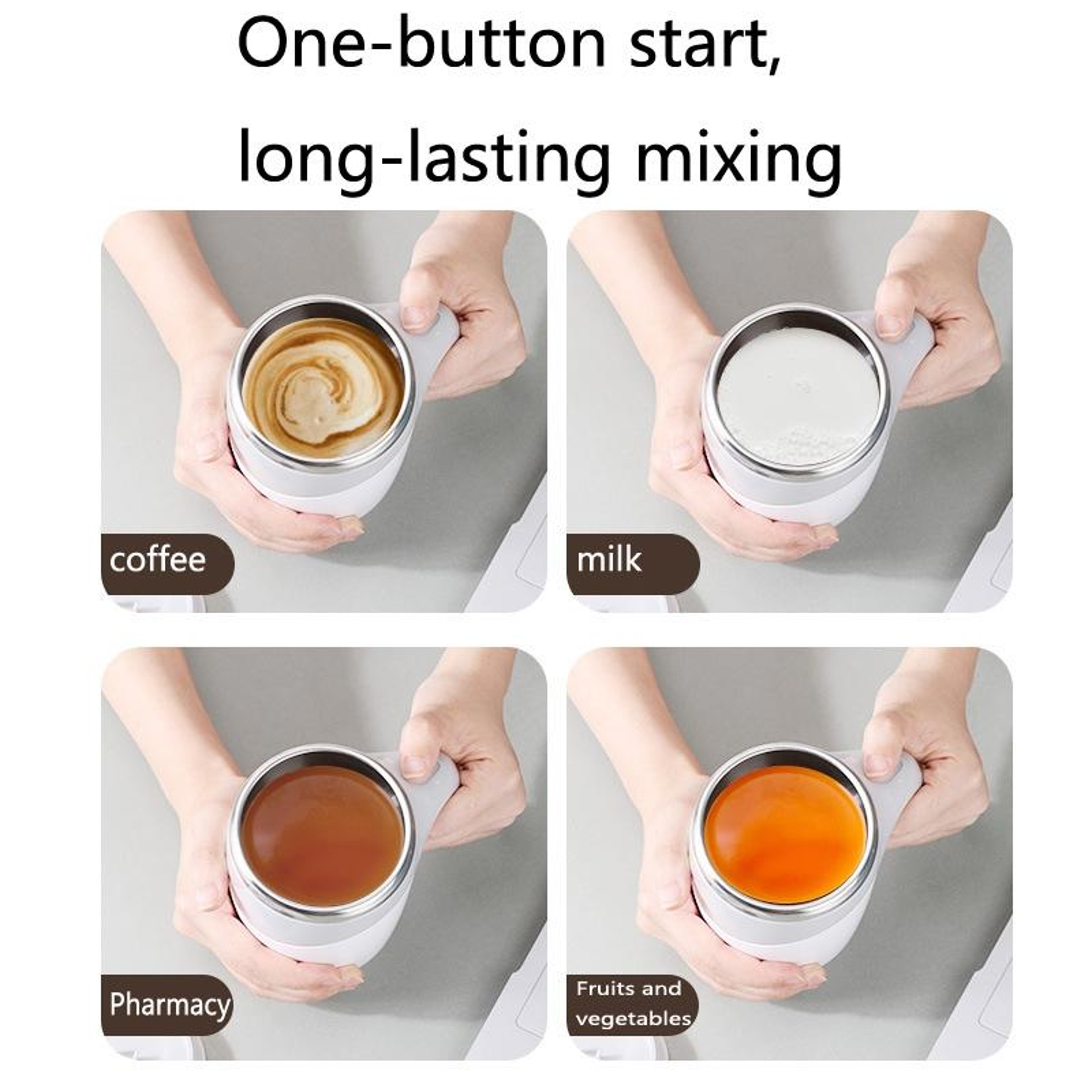 Automatic Magnetic Coffee Mixing Cup Stainless Steel Self Stirring Mug Battery Powered 6
