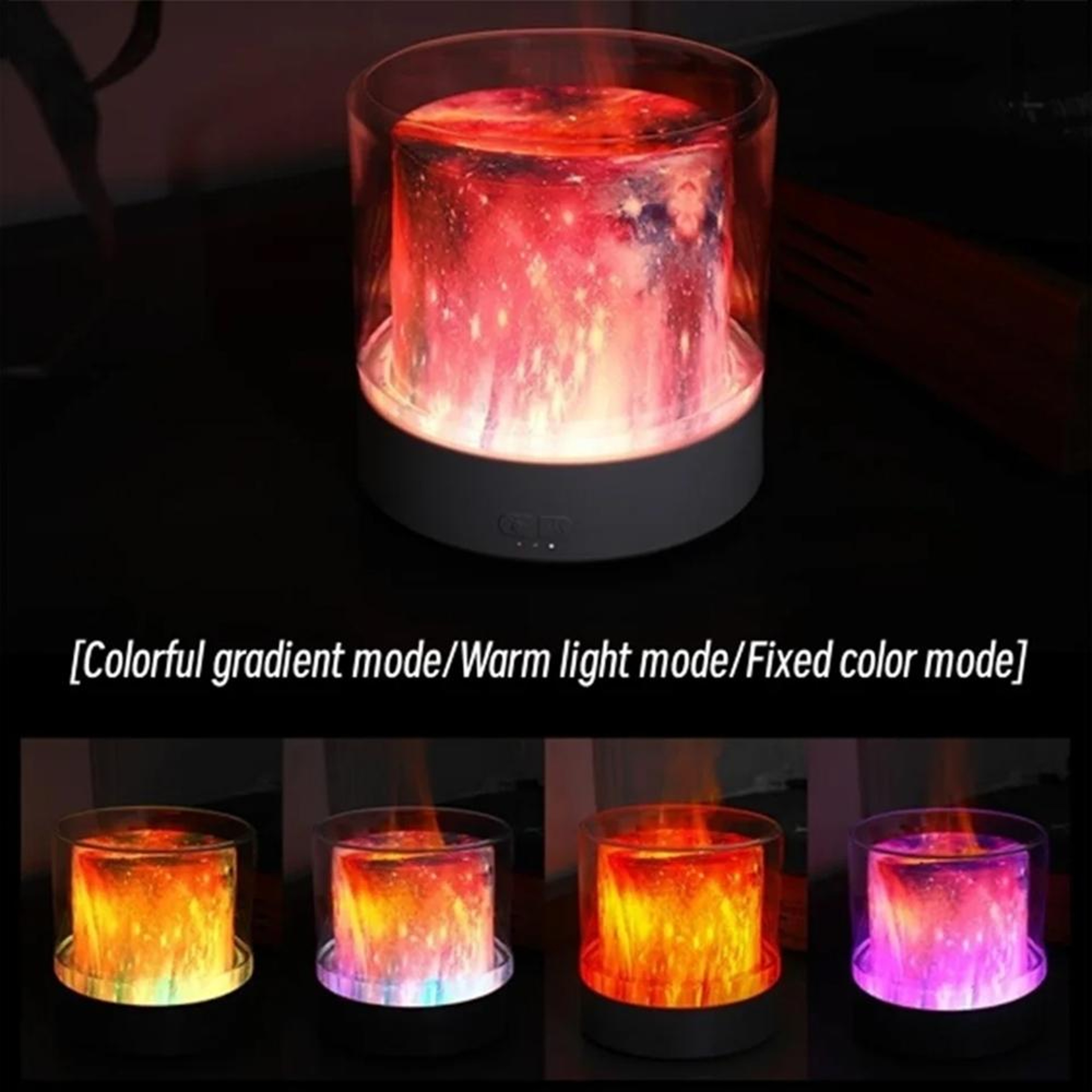Flame Effect Aromatherapy Humidifier LED Essential Oil Diffuser For Home  Desk 4