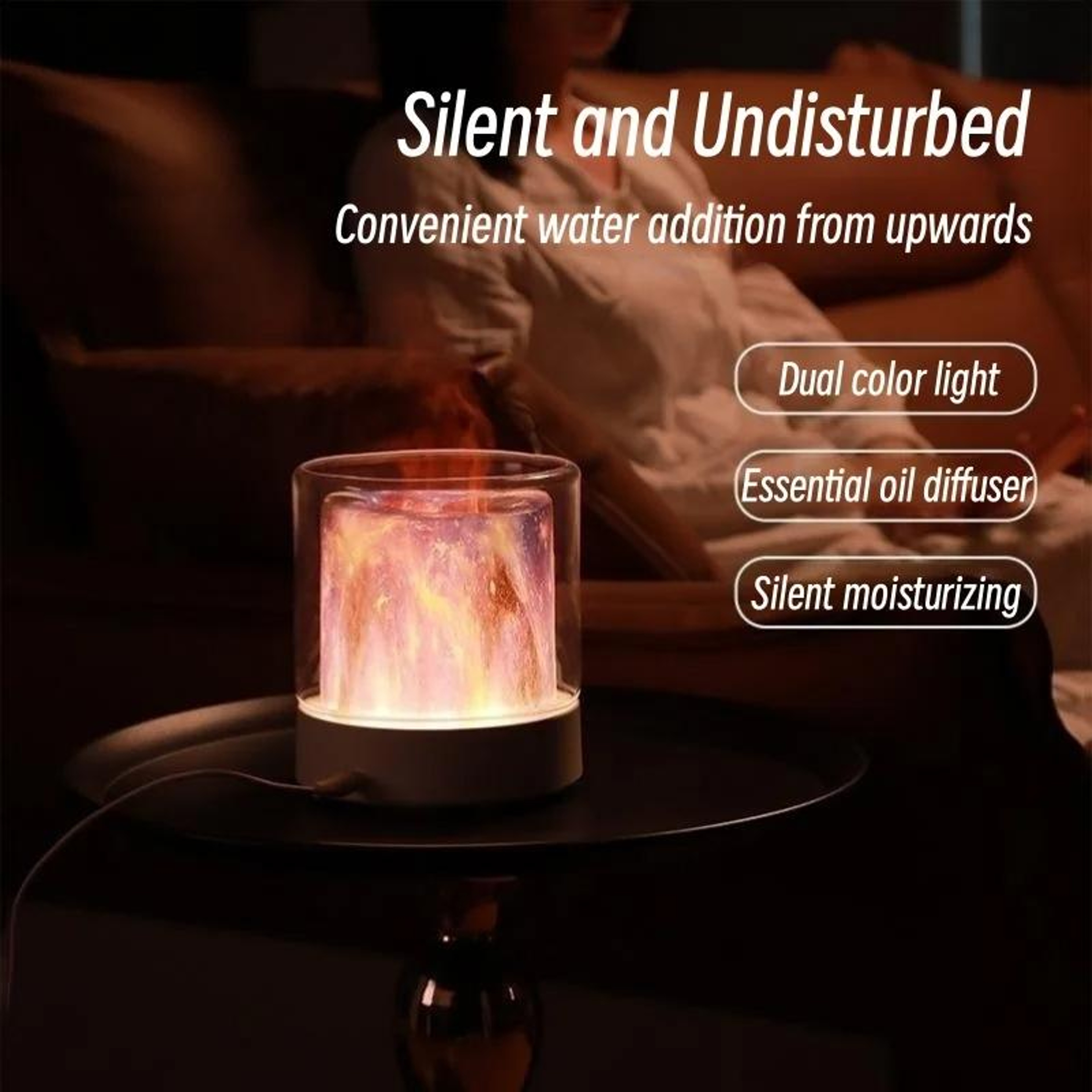 Flame Effect Aromatherapy Humidifier LED Essential Oil Diffuser For Home  Desk 8