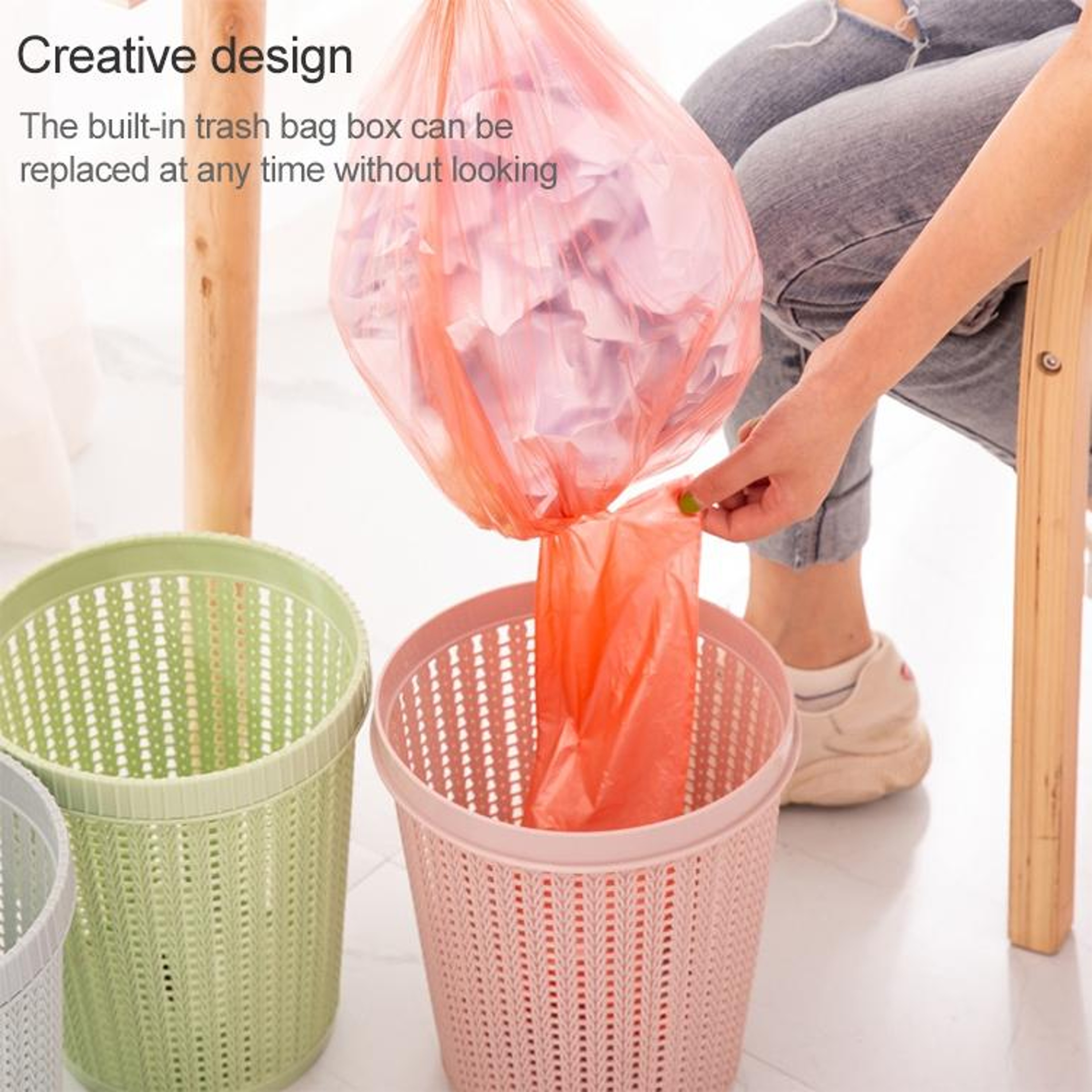 Removable Trash Bin With BuiltIn Bag Holder Compact Kitchen Waste Bin 7