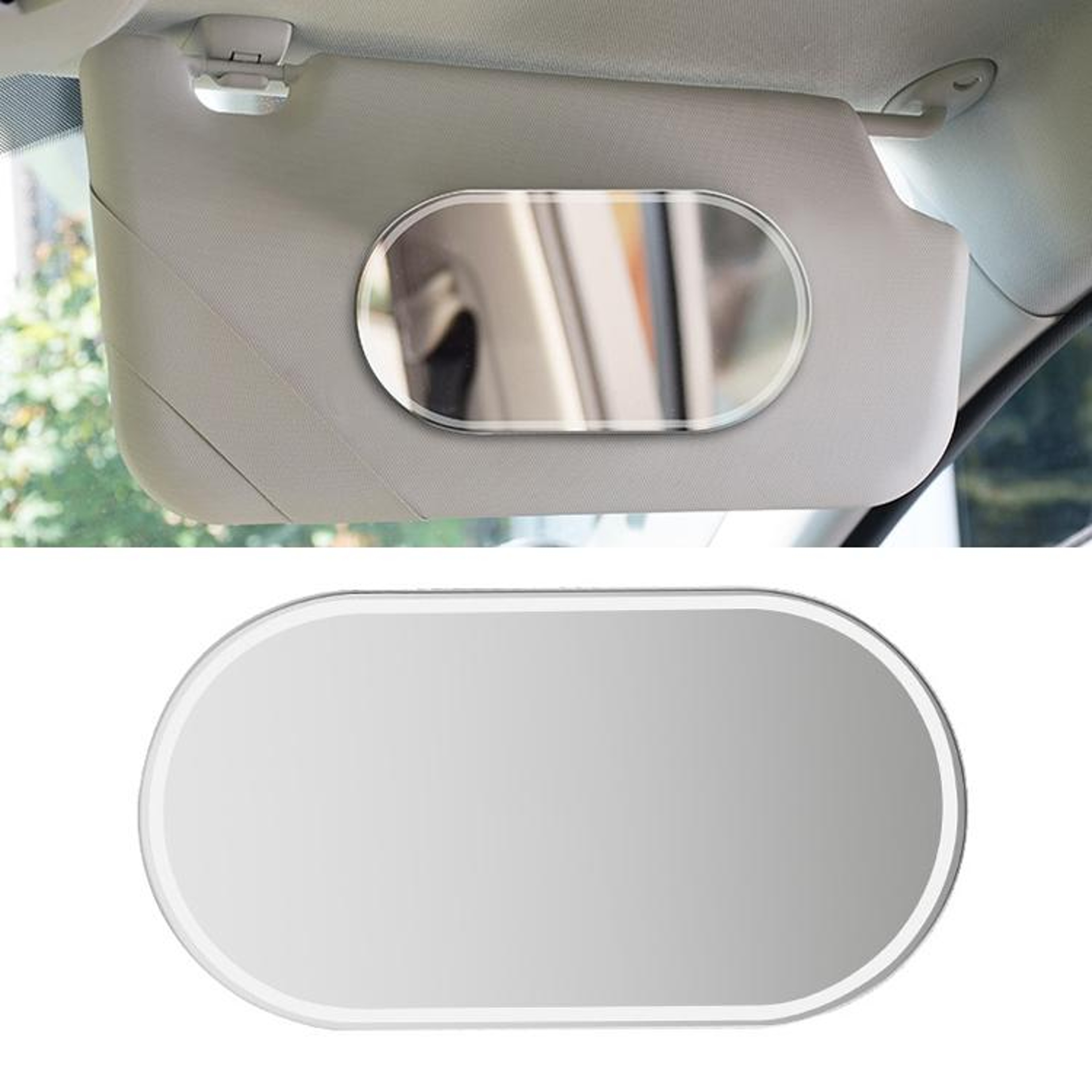 Sun Visor HD Makeup Mirror Stainless Steel Oval Car Vanity Mirror Large – view 6