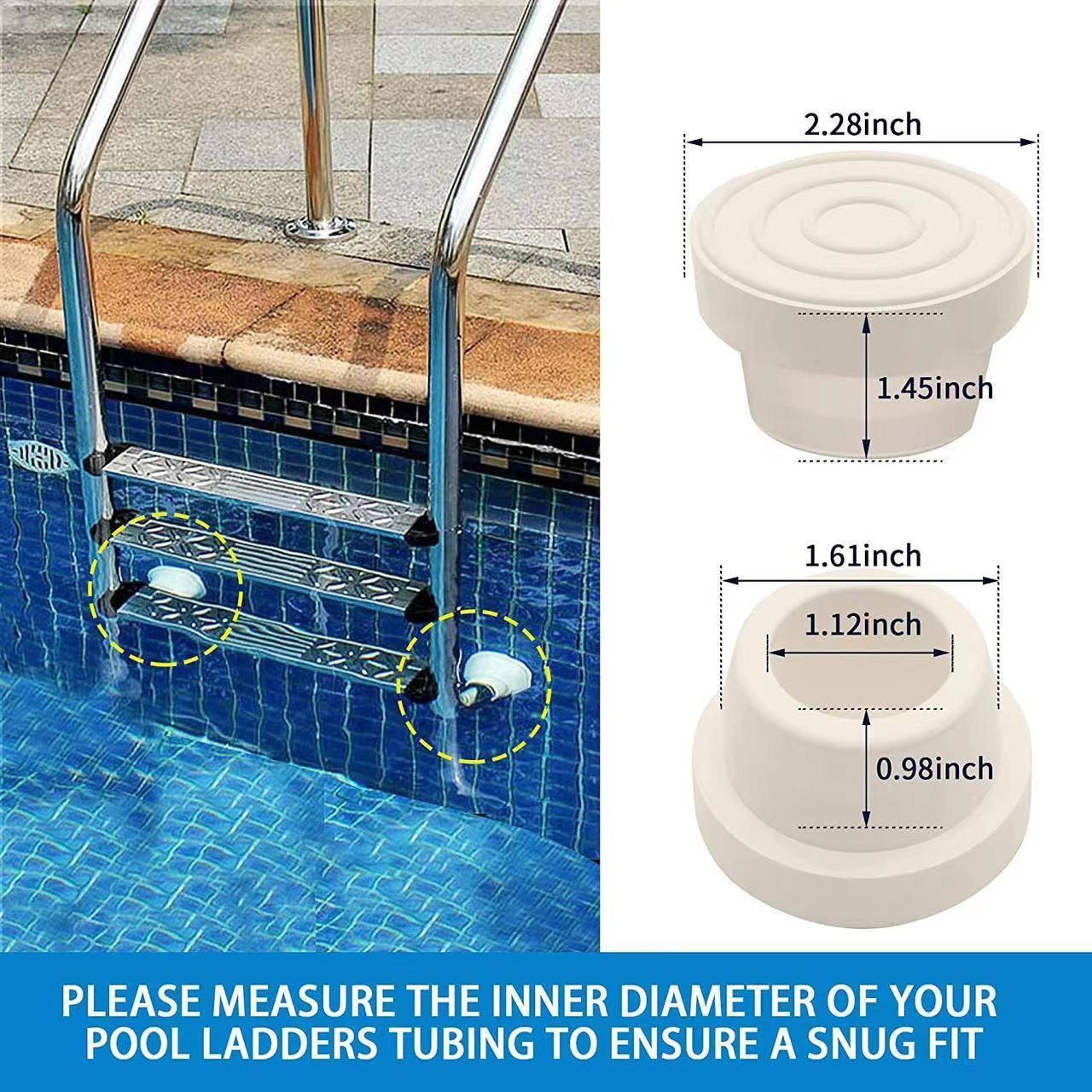 Heavy Duty Pool Ladder Plug Caps for Tubing Durable Replacement Rubber Bumpers – view 2